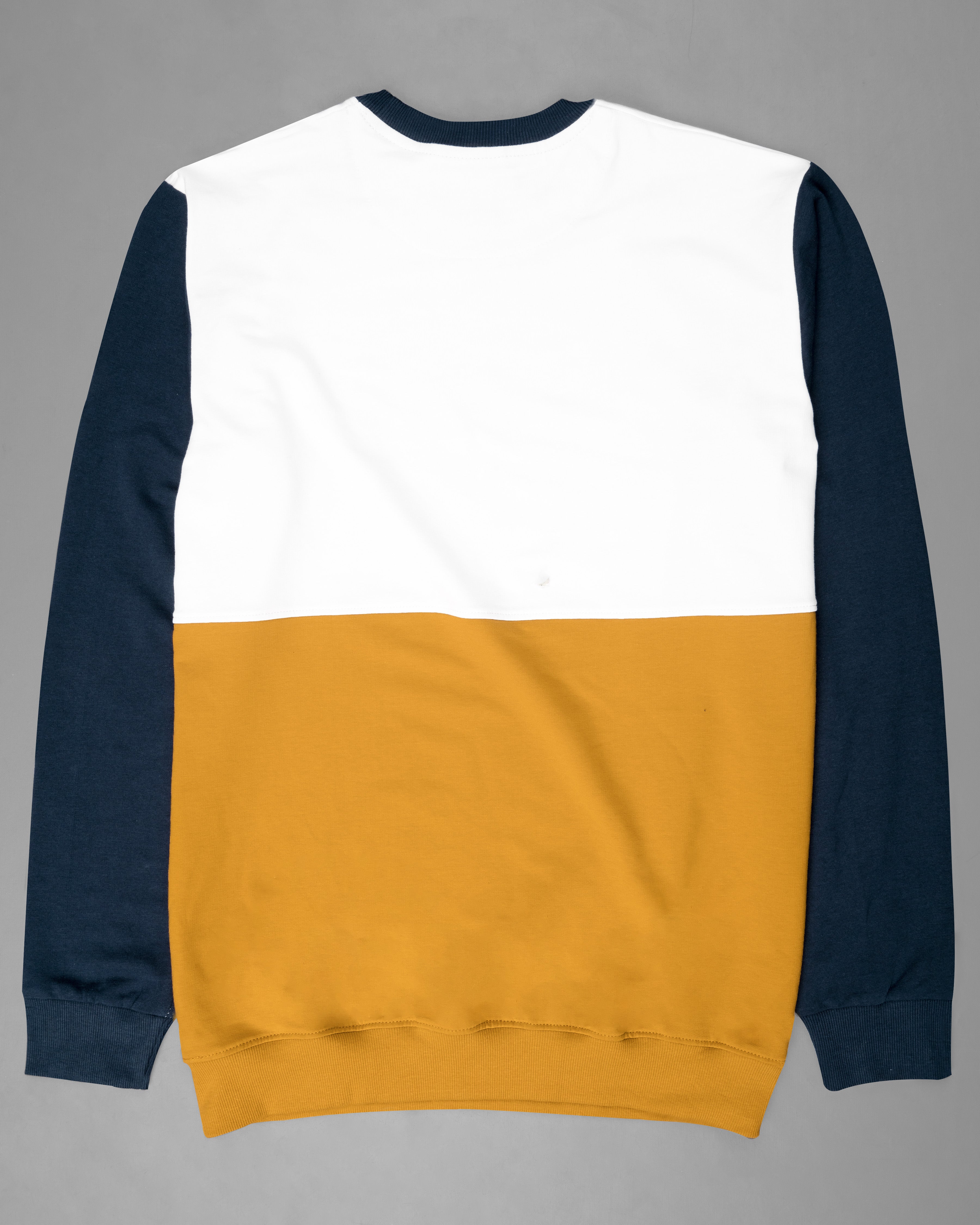 White and Fire Bush Yellow Colourblock Sweatshirt TS574-S, TS574-M, TS574-L, TS574-XL, TS574-XXL, TS574-3XL, TS574-4XL