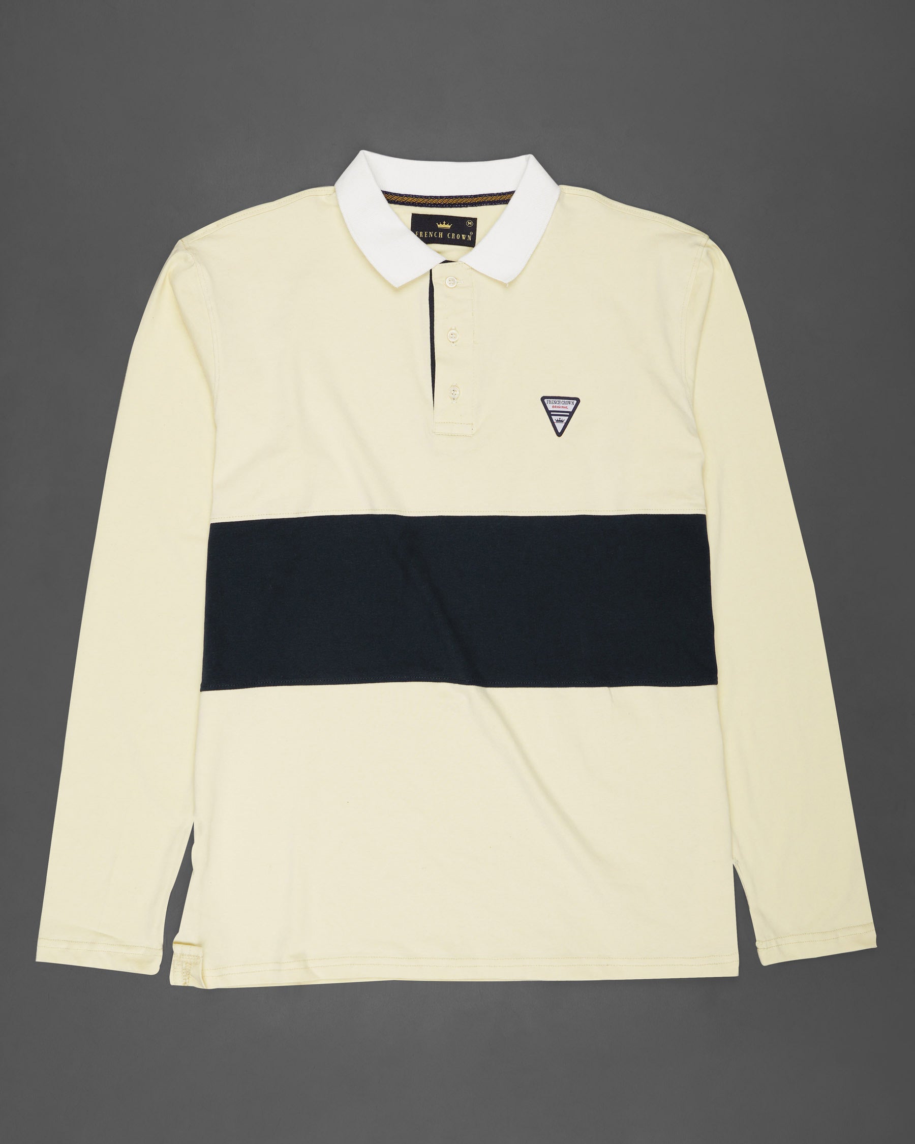 Periglacial Cream with Zeus Black Patch Design Organic Cotton Mercerised Pique Polo TS598-S, TS598-M, TS598-L, TS598-XL, TS598-XXL