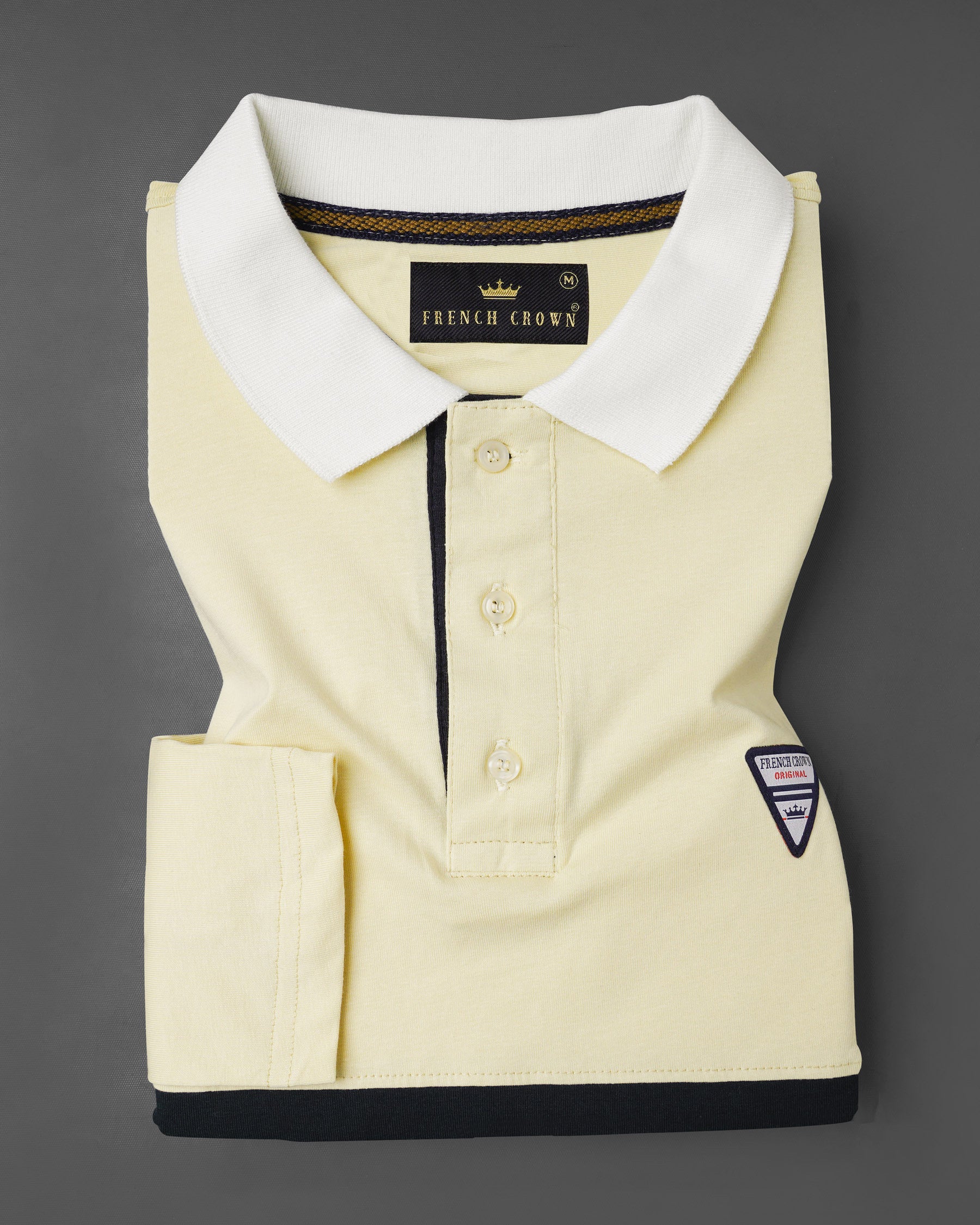 Periglacial Cream with Zeus Black Patch Design Organic Cotton Mercerised Pique Polo TS598-S, TS598-M, TS598-L, TS598-XL, TS598-XXL