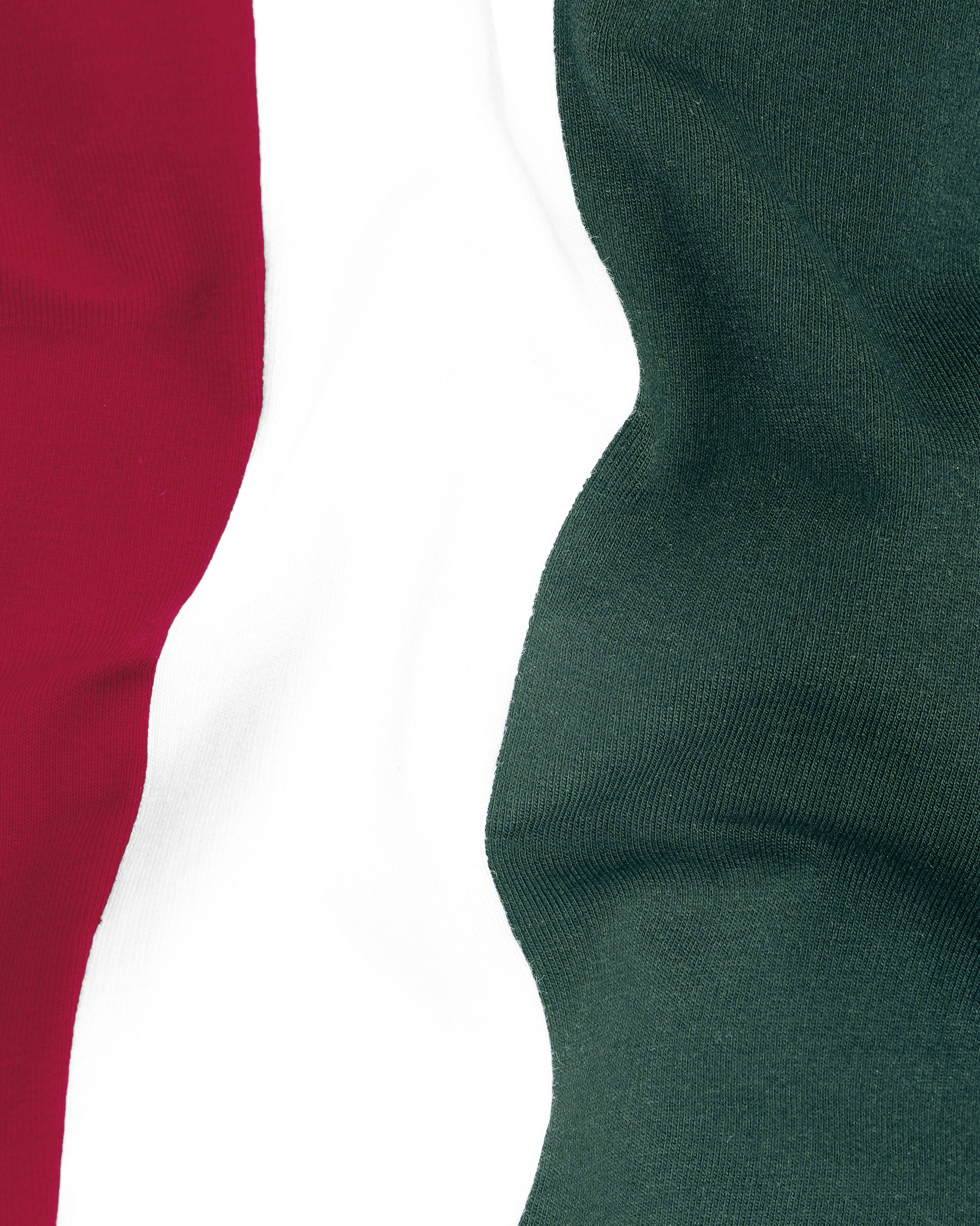 Bright White with Claret Red and Everglade Green Block Pattern Super Soft Premium Cotton Hoodie Sweatshirt TS609-S, TS609-M, TS609-L, TS609-XL, TS609-XXL