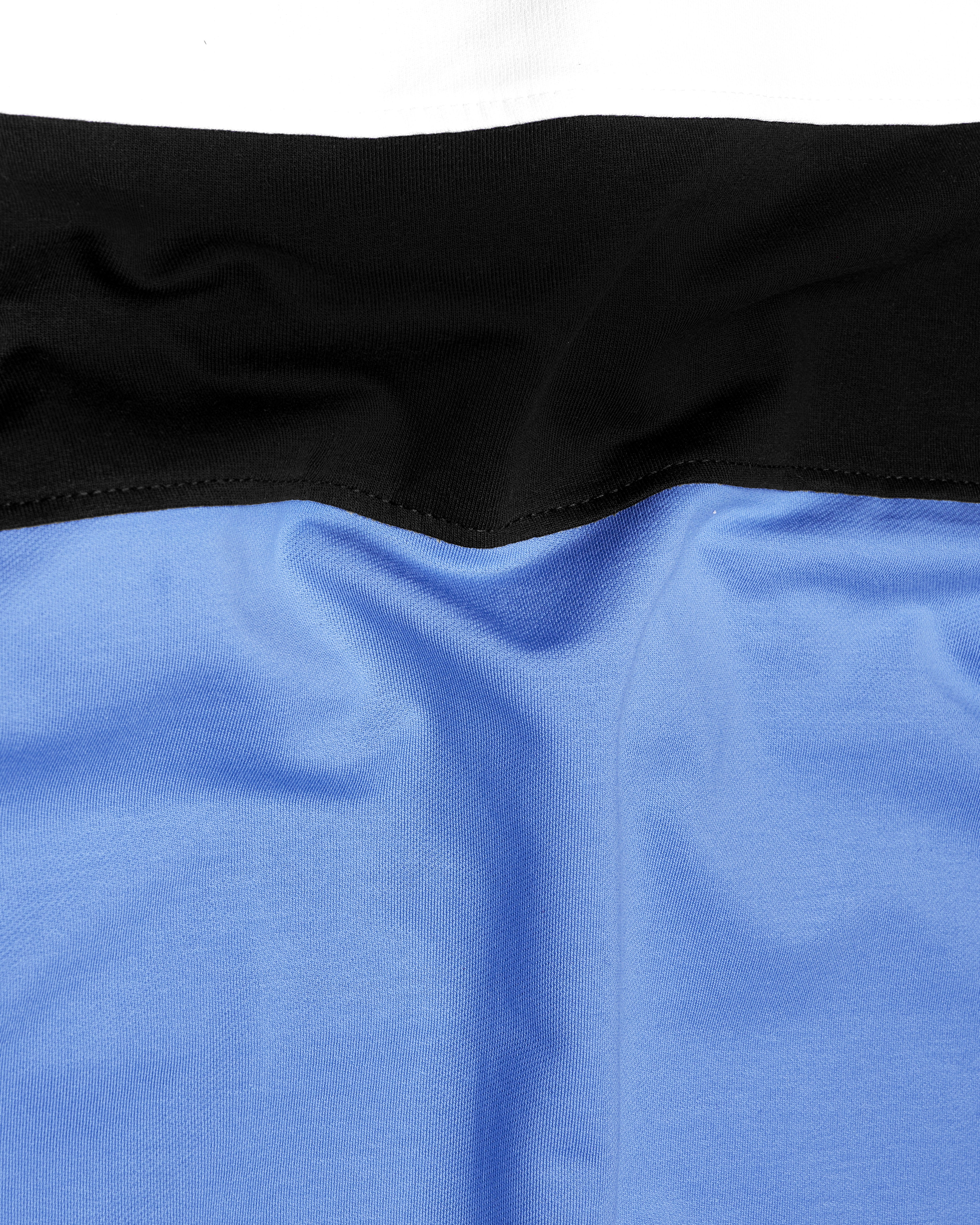 Moonstone Blue with White and Black Block Pattern Sweatshirt TS666-S, TS666-M, TS666-L, TS666-XL, TS666-XXL