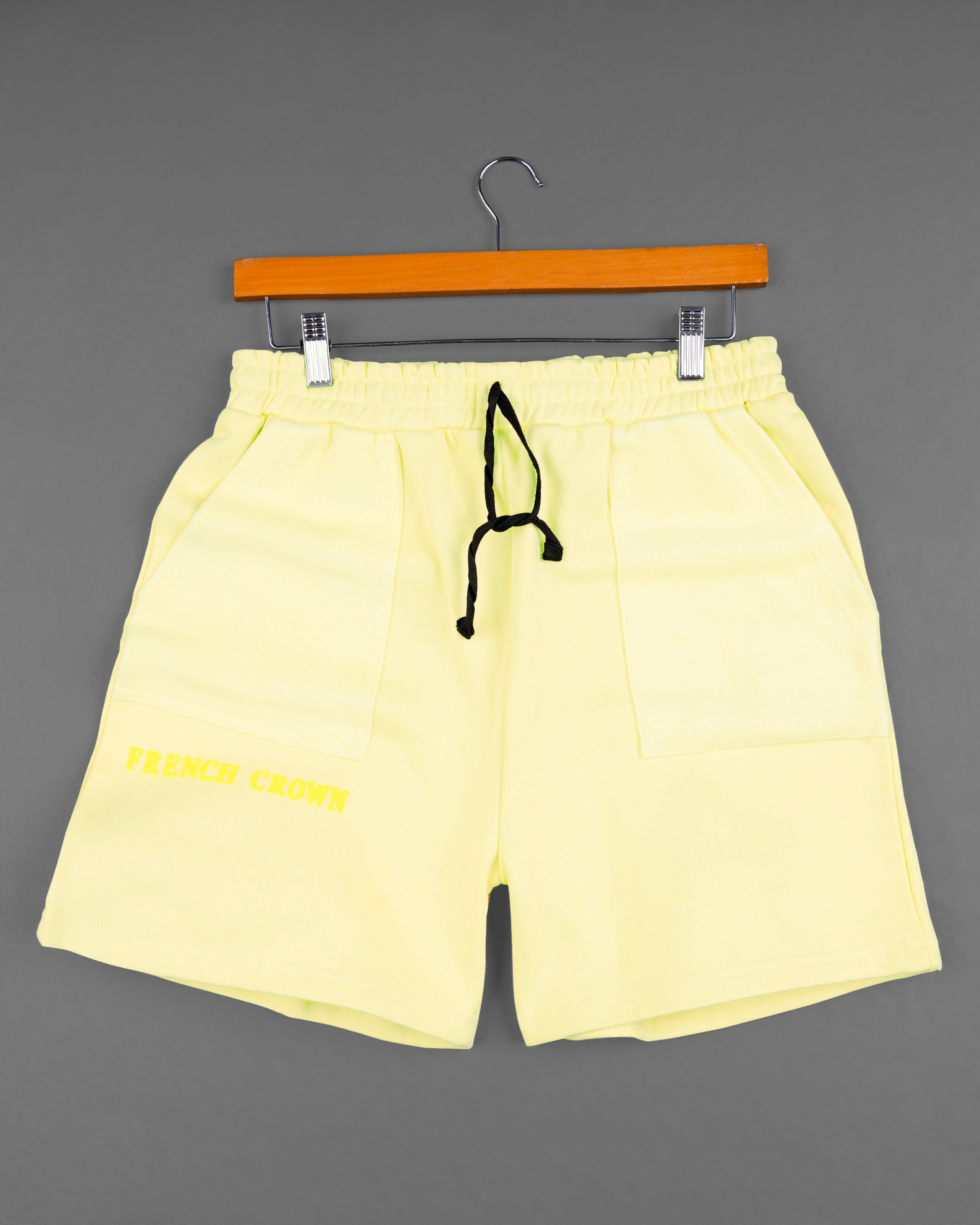 Beeswax Yellow Premium Cotton T-shirt with Shorts Combo TS697-SR172-S, TS697-SR172-M, TS697-SR172-L, TS697-SR172-XL, TS697-SR172-XXL