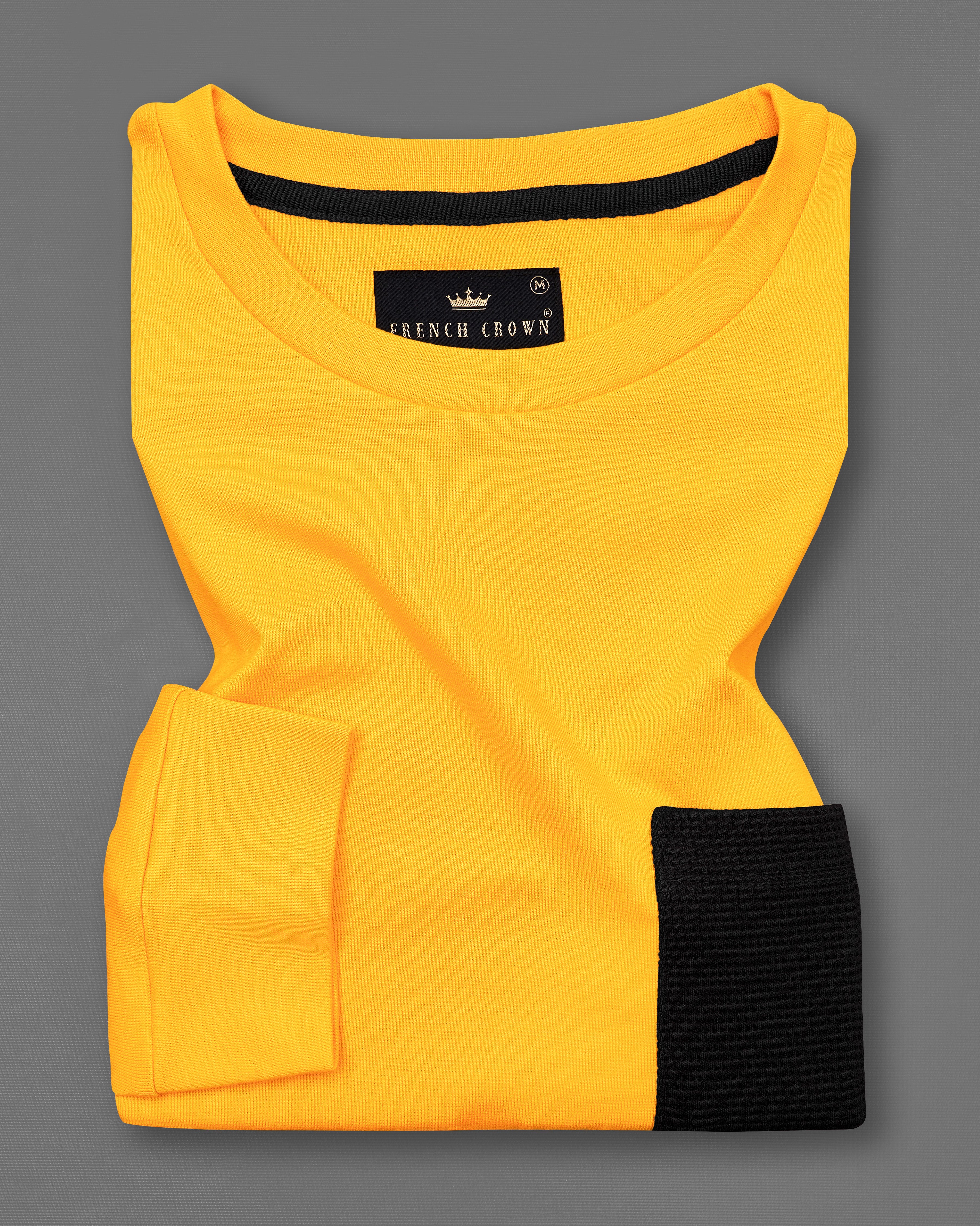 Macaroni Yellow with a Black Patch Pocket Premium Jersey Sweatshirt TS699-S, TS699-M, TS699-L, TS699-XL, TS699-XXL