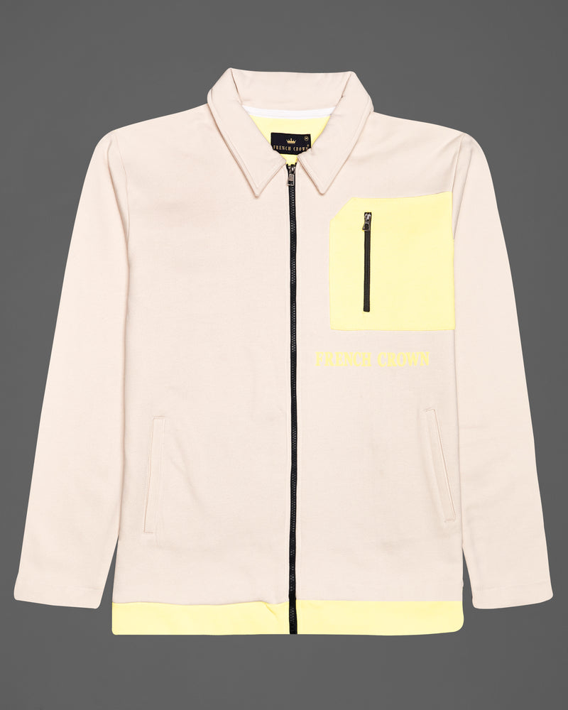 Bizarre Cream with Colonial Yellow Pique Polo Heavy weight Sweatshirt with Zipper Closure TS701-S, TS701-M, TS701-L, TS701-XL, TS701-XXL