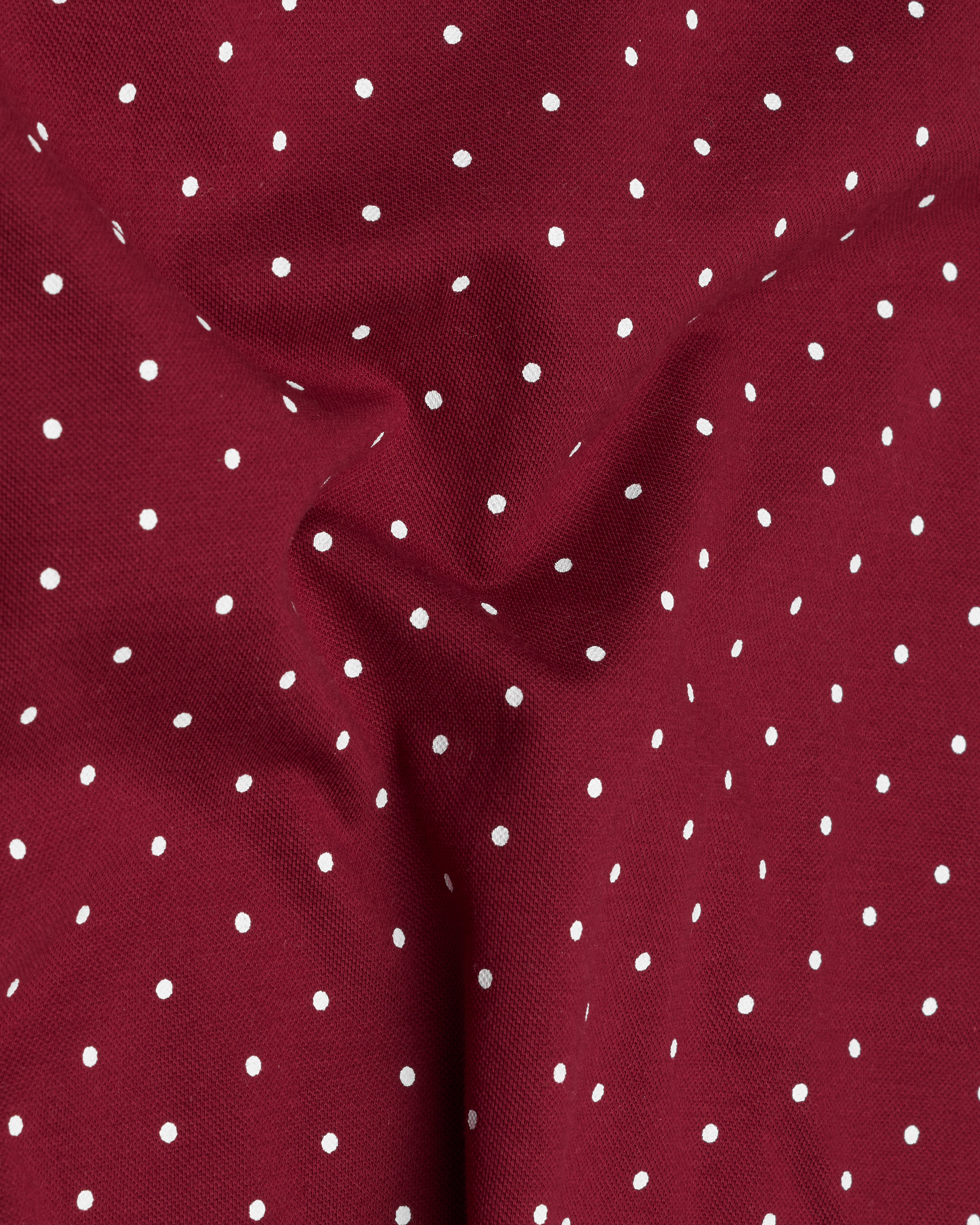 Claret Red Polka Dotted Organic Cotton Mercerised Pique Polo TS750-S, TS750-M, TS750-L, TS750-XL, TS750-XXL