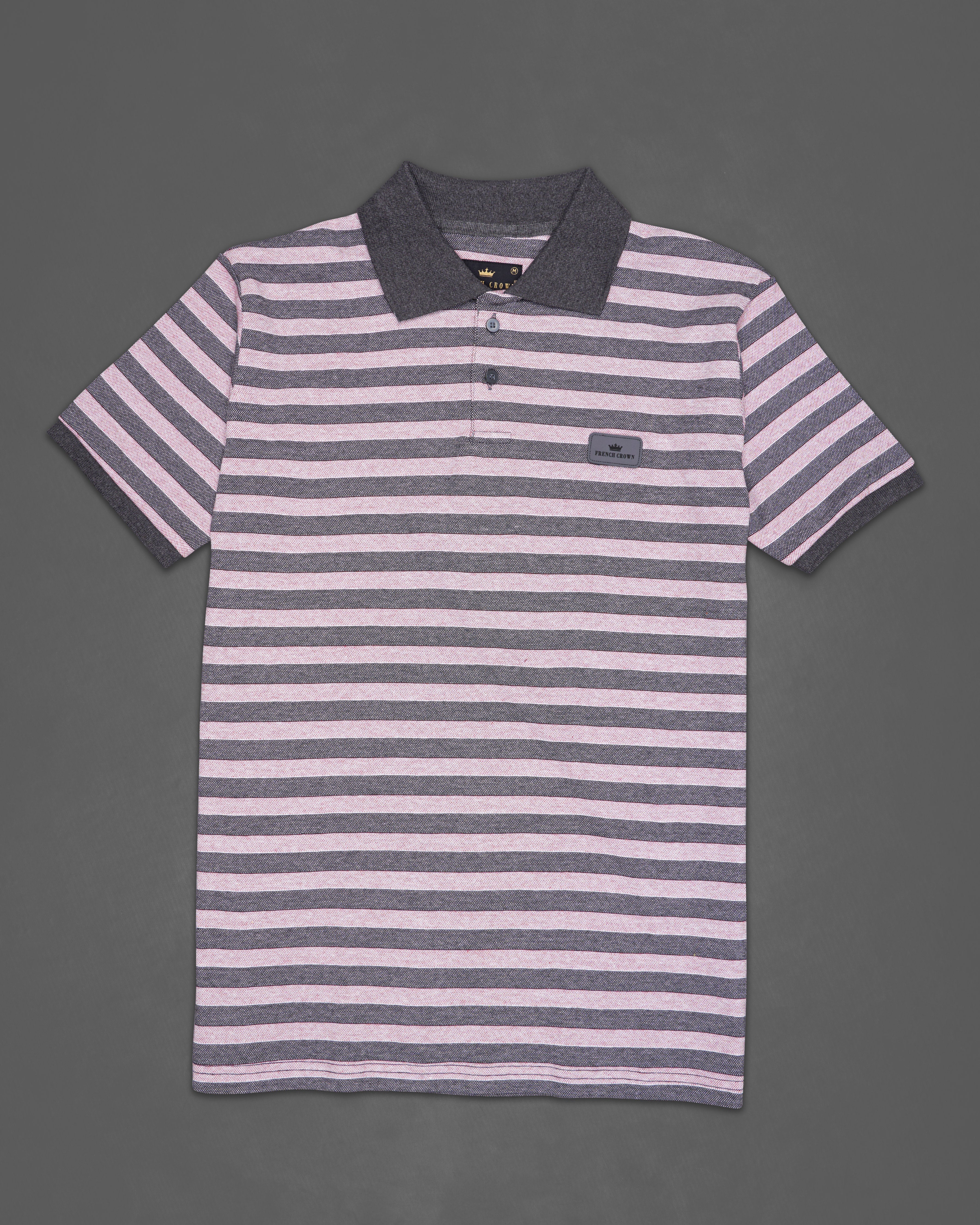 Thistle Pink with Scarpa Gray Striped Pique Polo TS767-S, TS767-M, TS767-L, TS767-XL, TS767-XXL