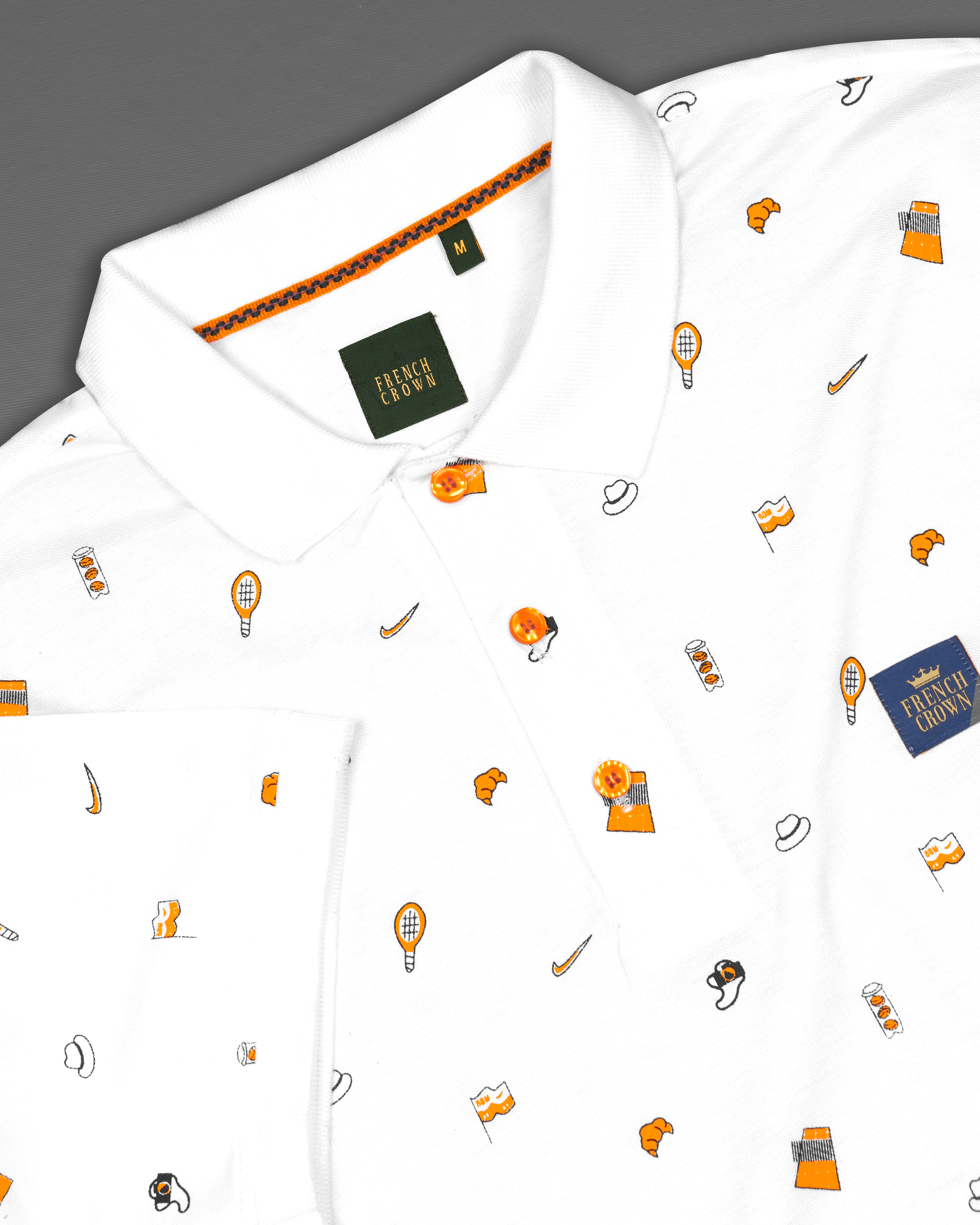 Bright White Multicolour Printed Organic Cotton Mercerised Pique Polo TS808-S, TS808-M, TS808-L, TS808-XL, TS808-XXL