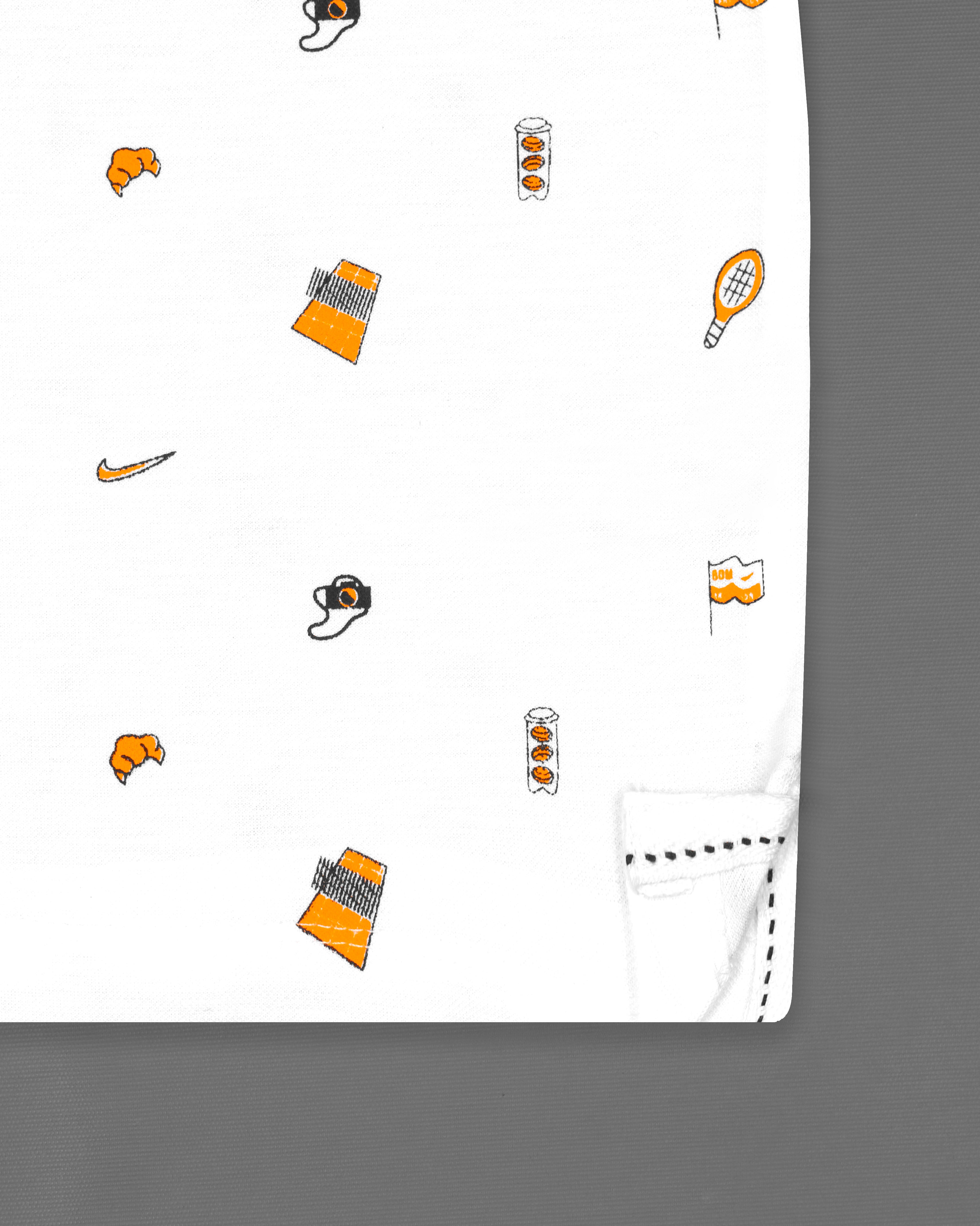 Bright White Multicolour Printed Organic Cotton Mercerised Pique Polo TS808-S, TS808-M, TS808-L, TS808-XL, TS808-XXL