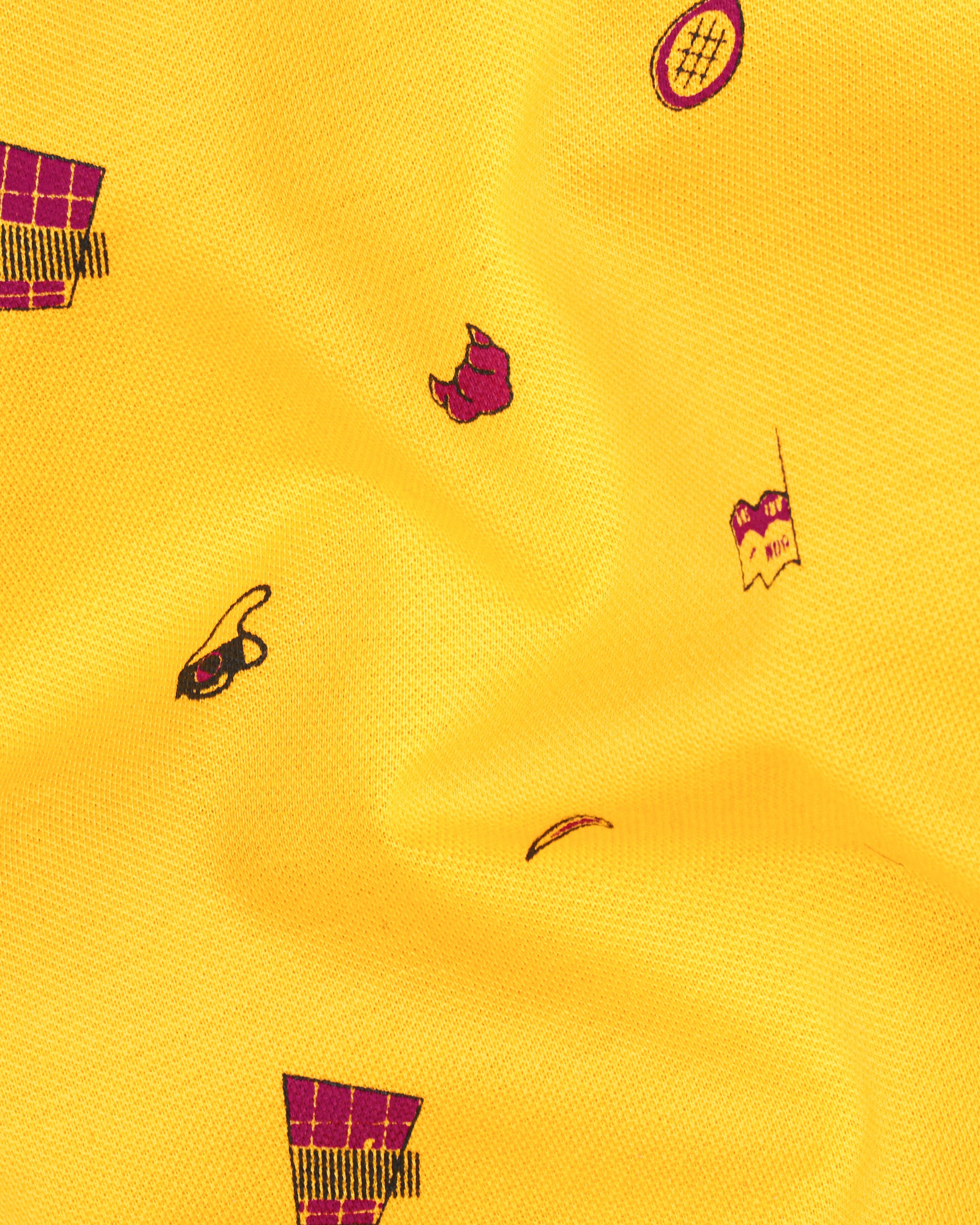 Sunglow Yellow Printed Organic Cotton Mercerised Pique Polo TS817-S, TS817-M, TS817-L, TS817-XL, TS817-XXL