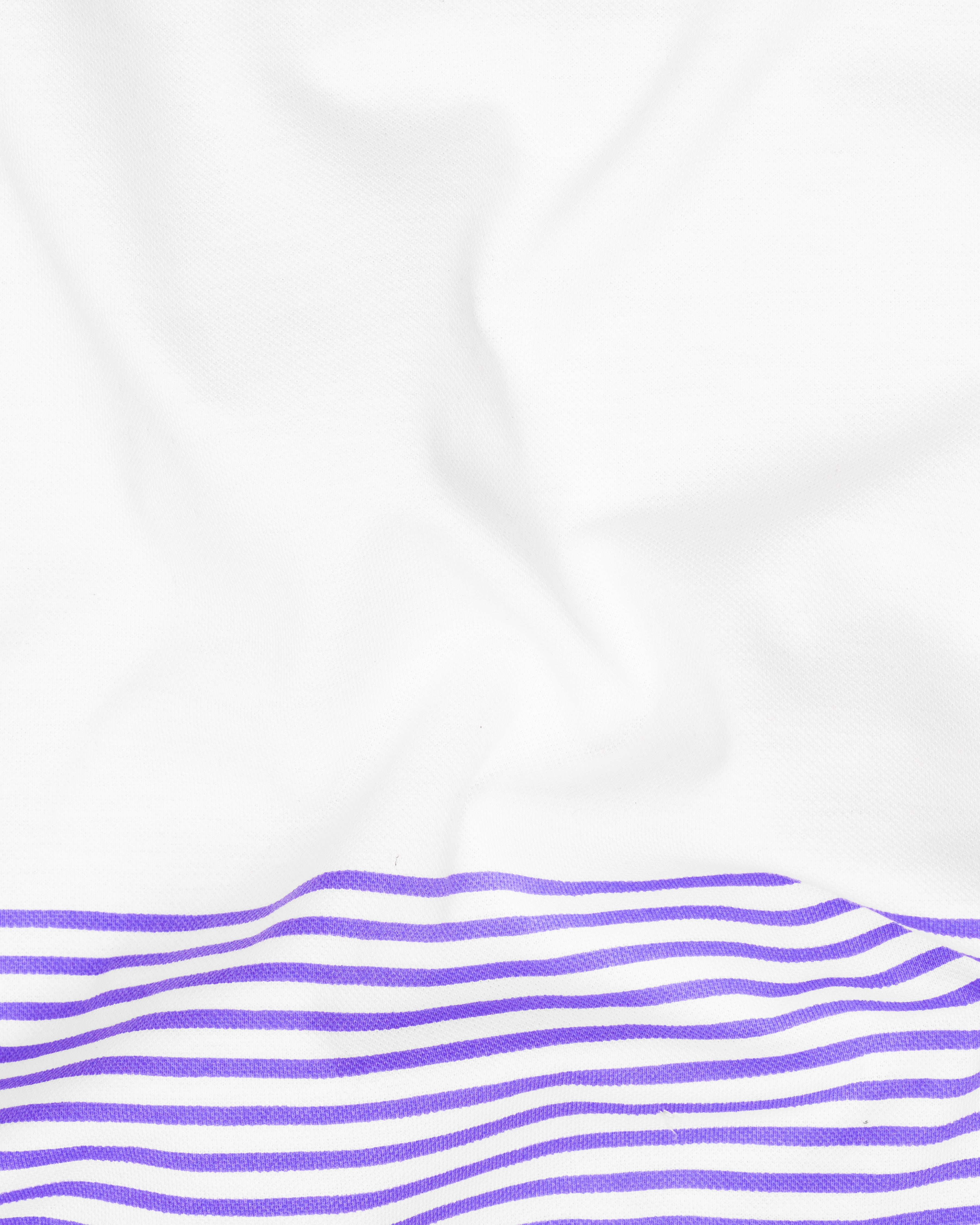 Bright White with Dull Lavender Striped Organic Cotton Mercerised Pique Polo TS822-S, TS822-M, TS822-L, TS822-XL, TS822-XXL