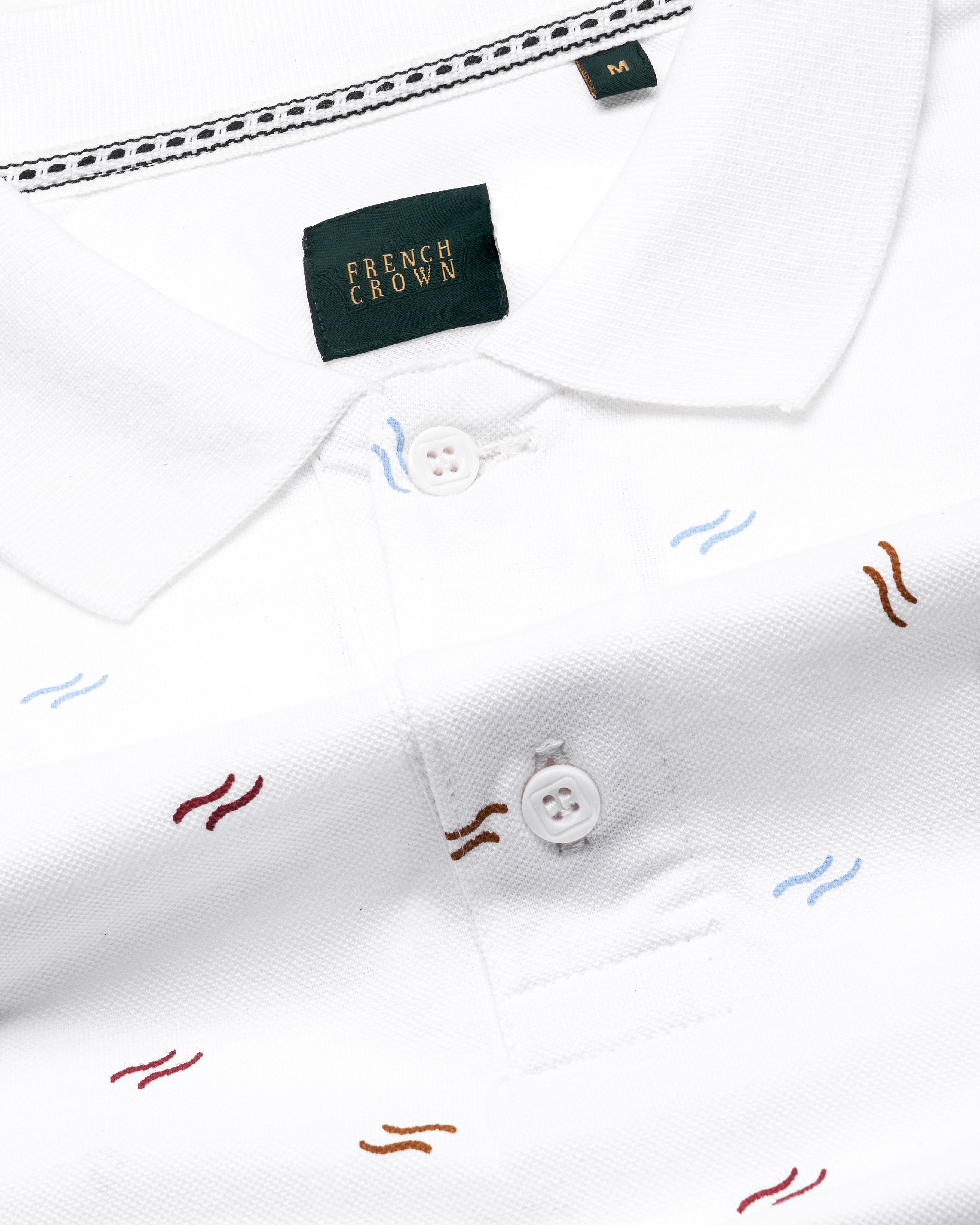 Bright White Printed Organic Cotton Pique Polo TS827-S, TS827-M, TS827-L, TS827-XL, TS827-XXL