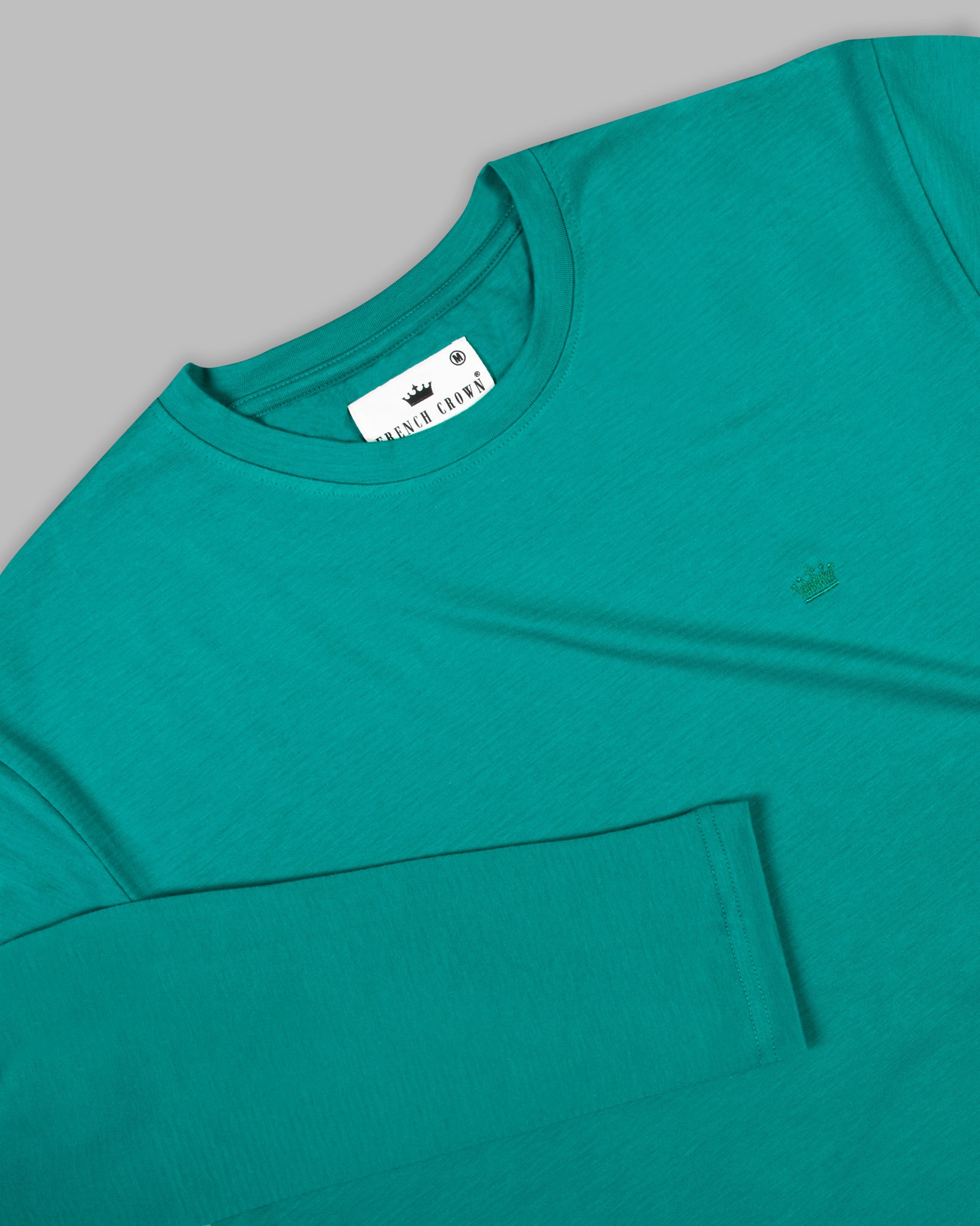 Turquoise Slubbed Full-Sleeve Super soft Supima Organic Cotton Jersey T-shirt TS147-S, TS147-M, TS147-XL, TS147-XXL, TS147-L