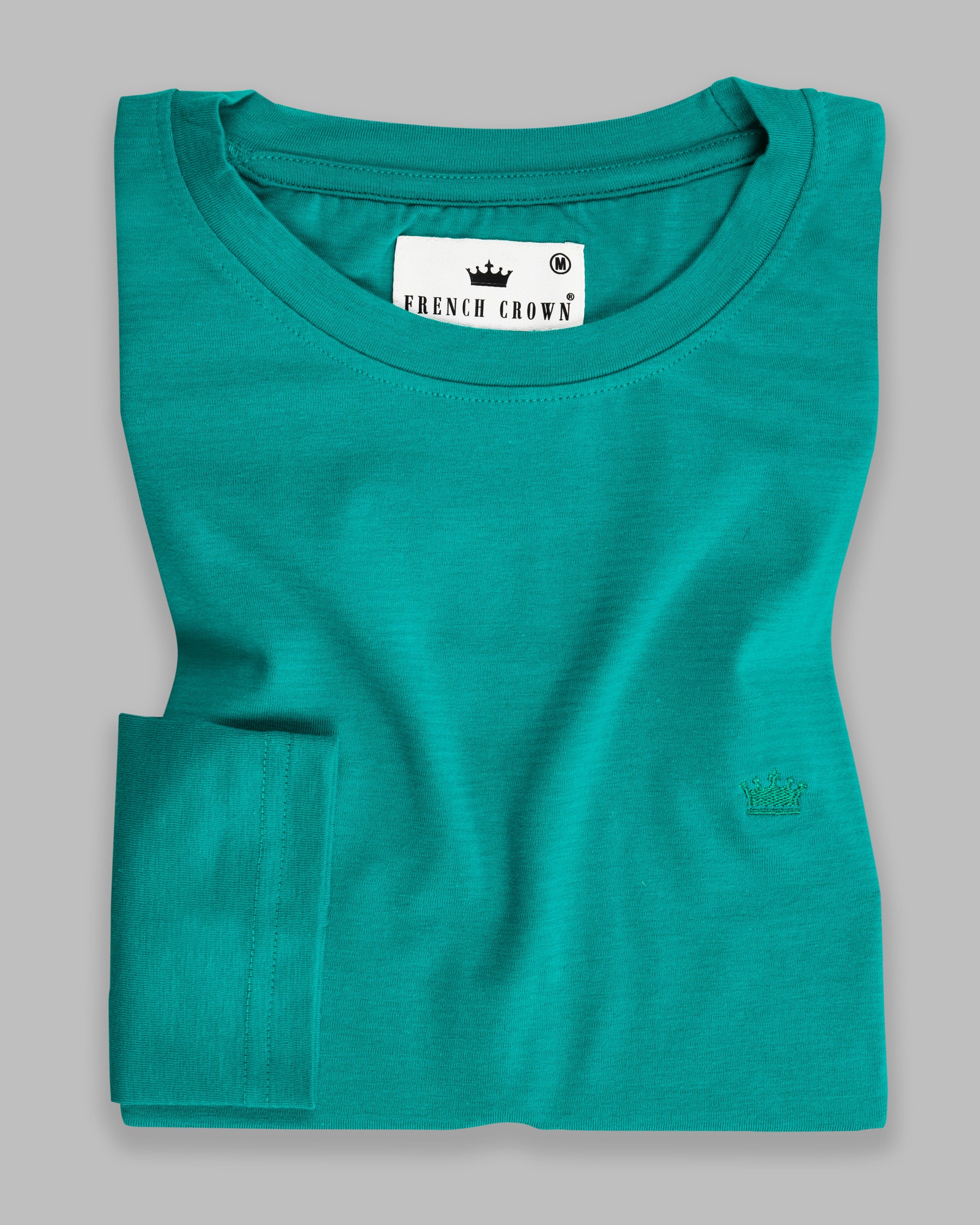 Turquoise Slubbed Full-Sleeve Super soft Supima Organic Cotton Jersey T-shirt TS147-S, TS147-M, TS147-L, TS147-XL, TS147-XXL