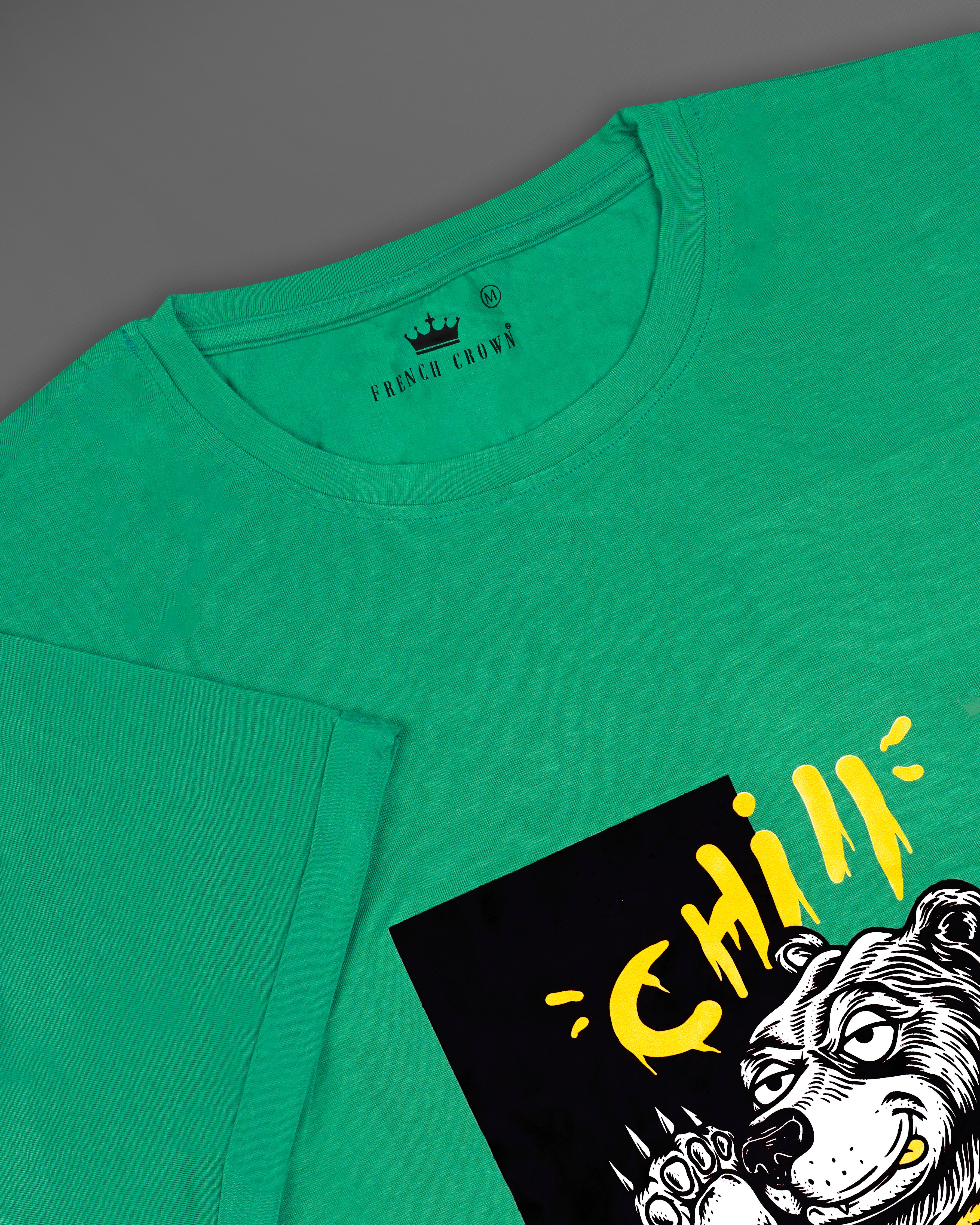 Eucalyptus Green Rubber Printed Premium Viscose T-Shirt TS341-W01-S, TS341-W01-M, TS341-W01-L, TS341-W01-XL, TS341-W01-XXL