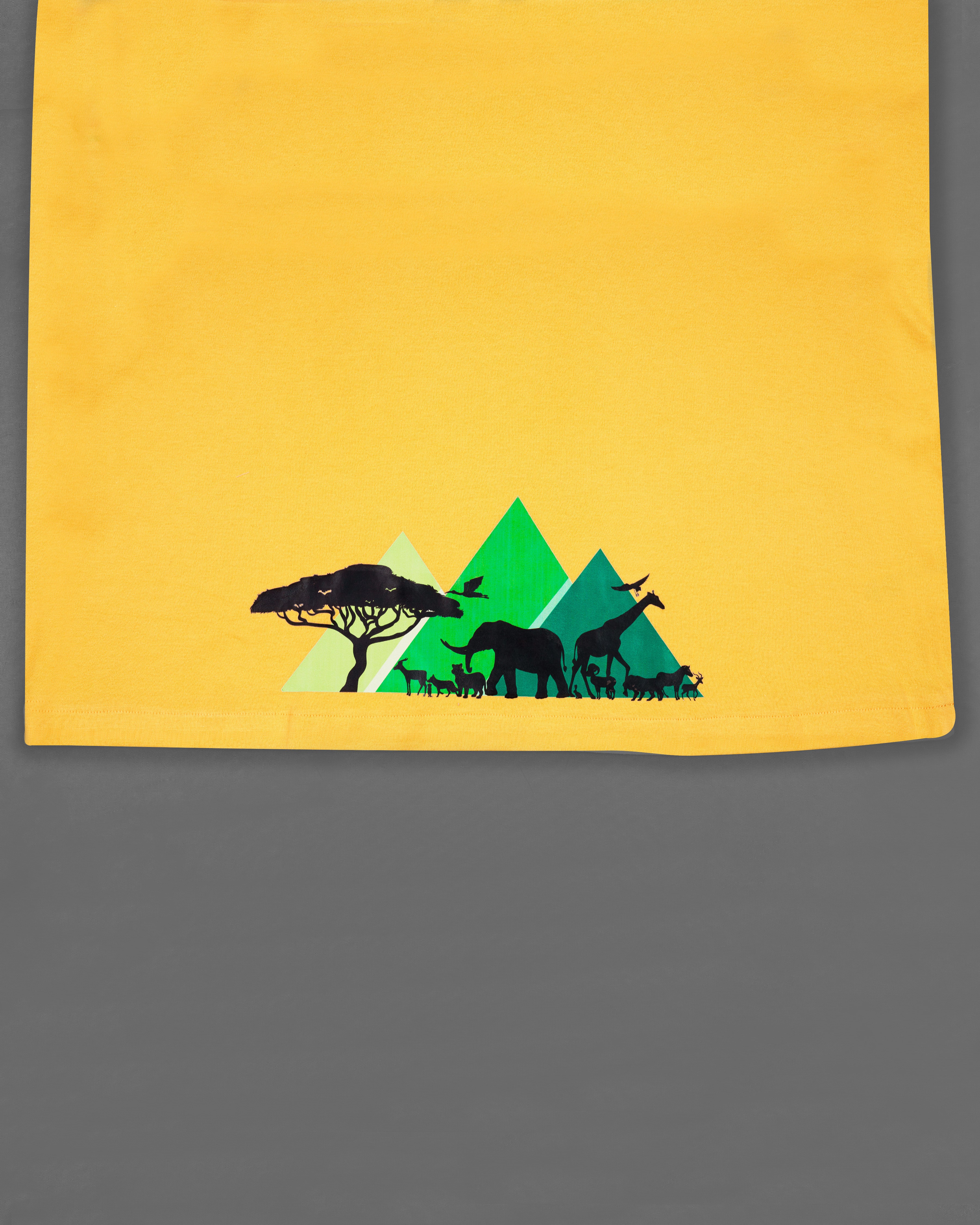 Sunglow Yellow Tropical Rubber Printed Premium Cotton T-Shirt TS410-W01-S, TS410-W01-M, TS410-W01-L, TS410-W01-XL, TS410-W01-XXL