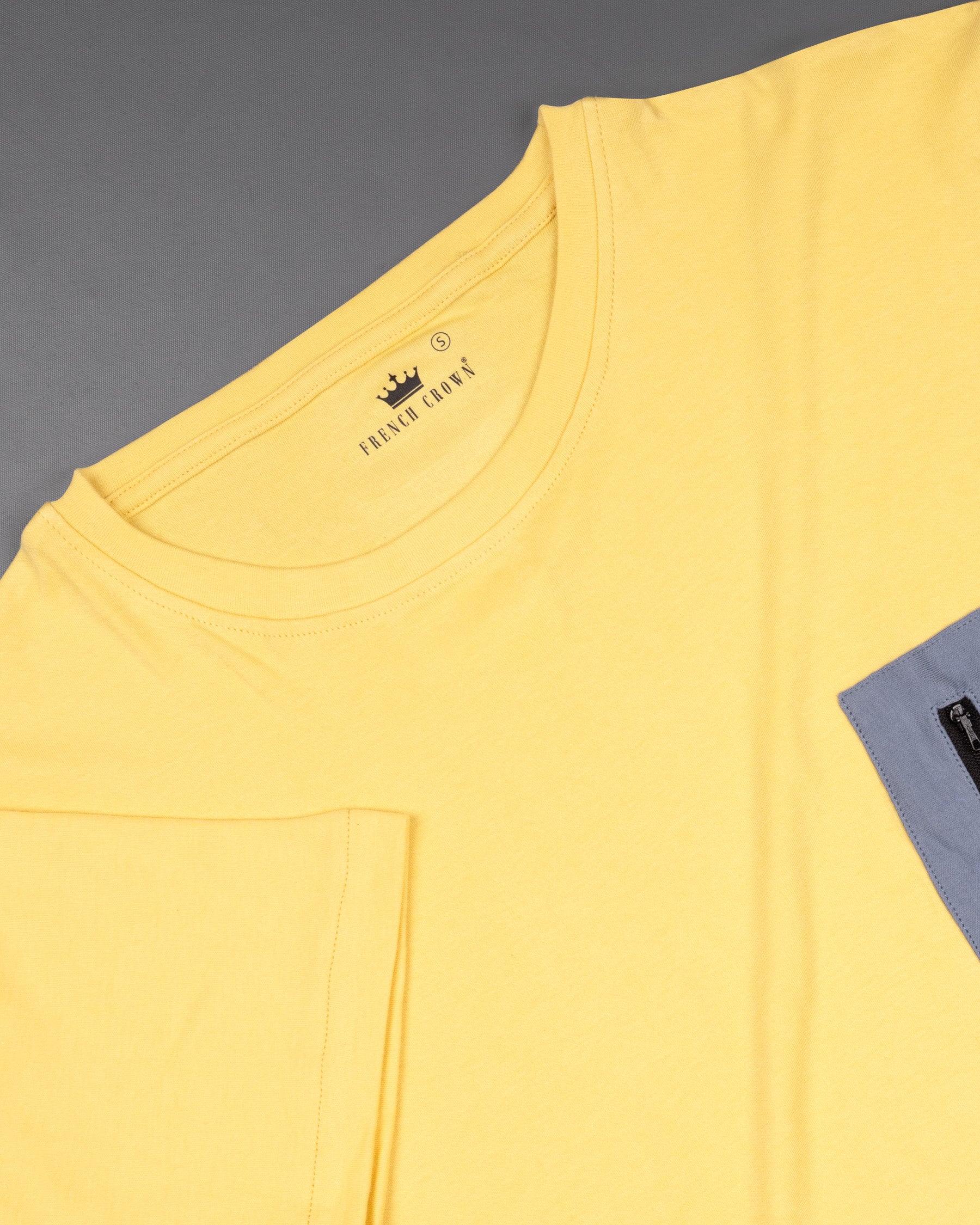Sweet Corn Yellow with zipper pocket heavyweight premium cotton winter T-shirt TS427-S, TS427-M, TS427-L, TS427-XL, TS427-XXL