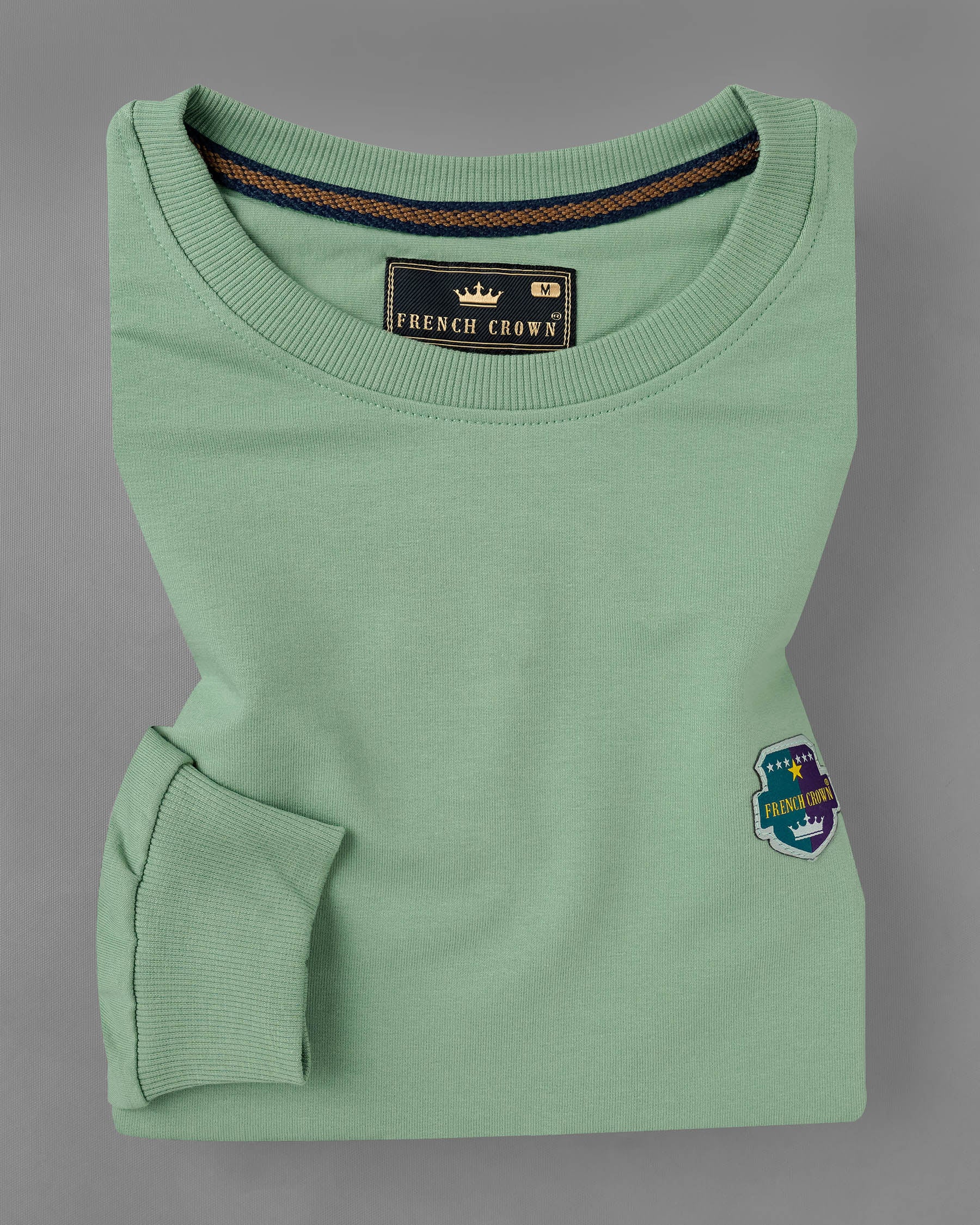 Cascade Green with Navy Blue Patch Worked Sweatshirt TS583-S, TS583-M, TS583-L, TS583-XL, TS583-XXL
