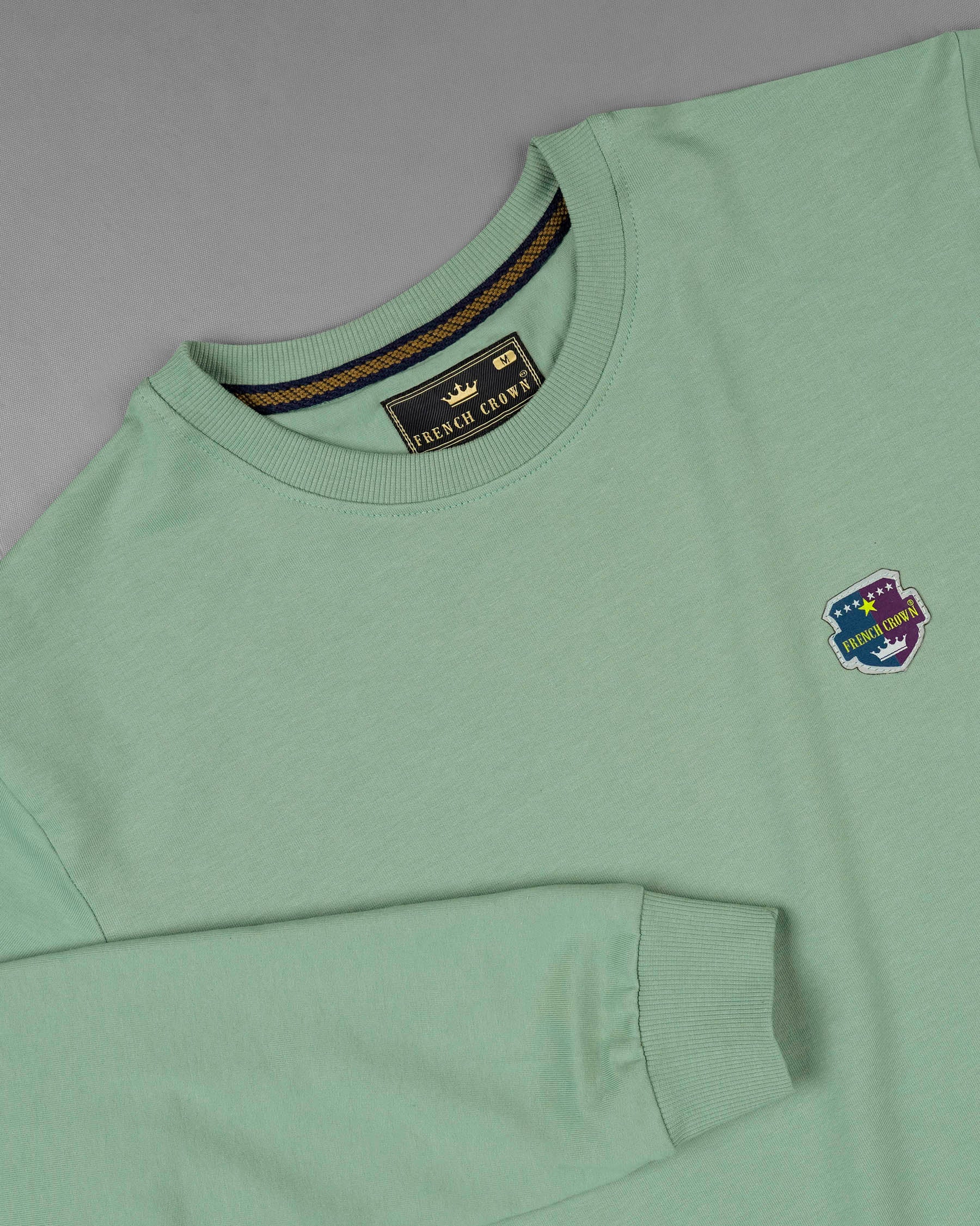 Cascade Green with Navy Blue Patch Worked Sweatshirt TS583-S, TS583-M, TS583-L, TS583-XL, TS583-XXL