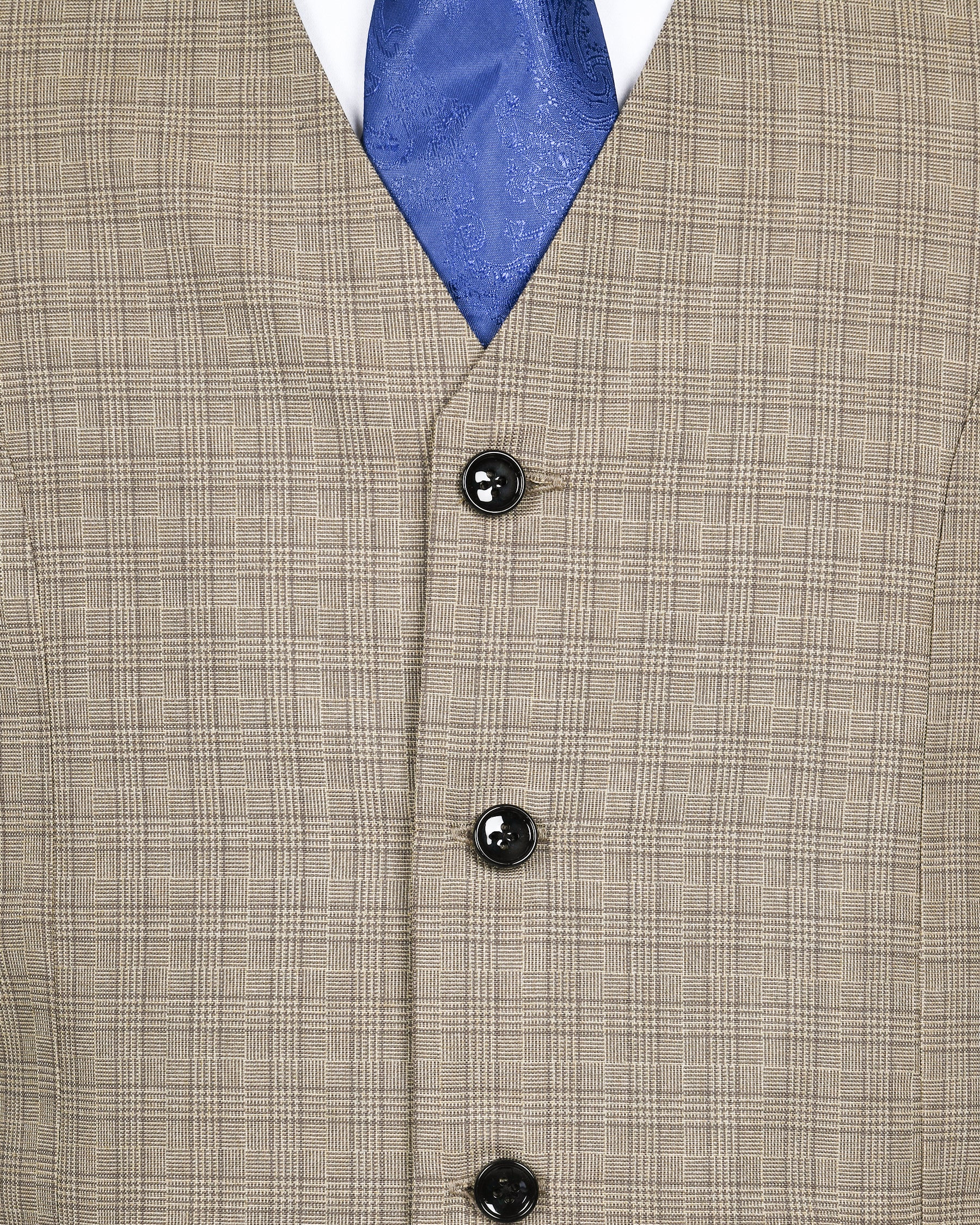 Almost Oyster Plaid Wool Blend Waistcoat