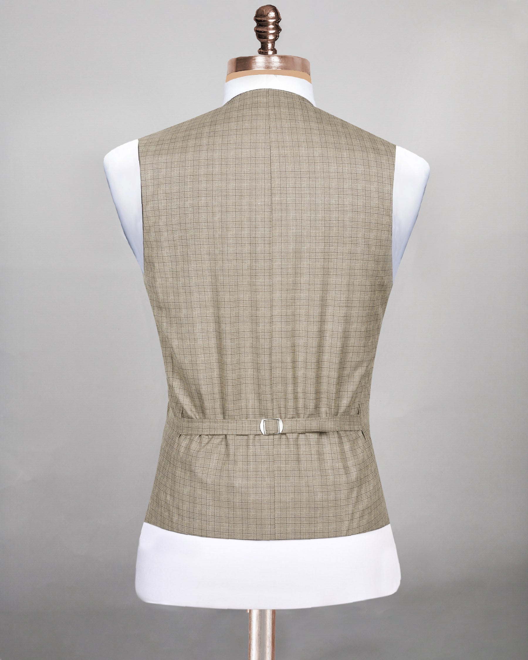 Almost Oyster Plaid Wool Blend Waistcoat