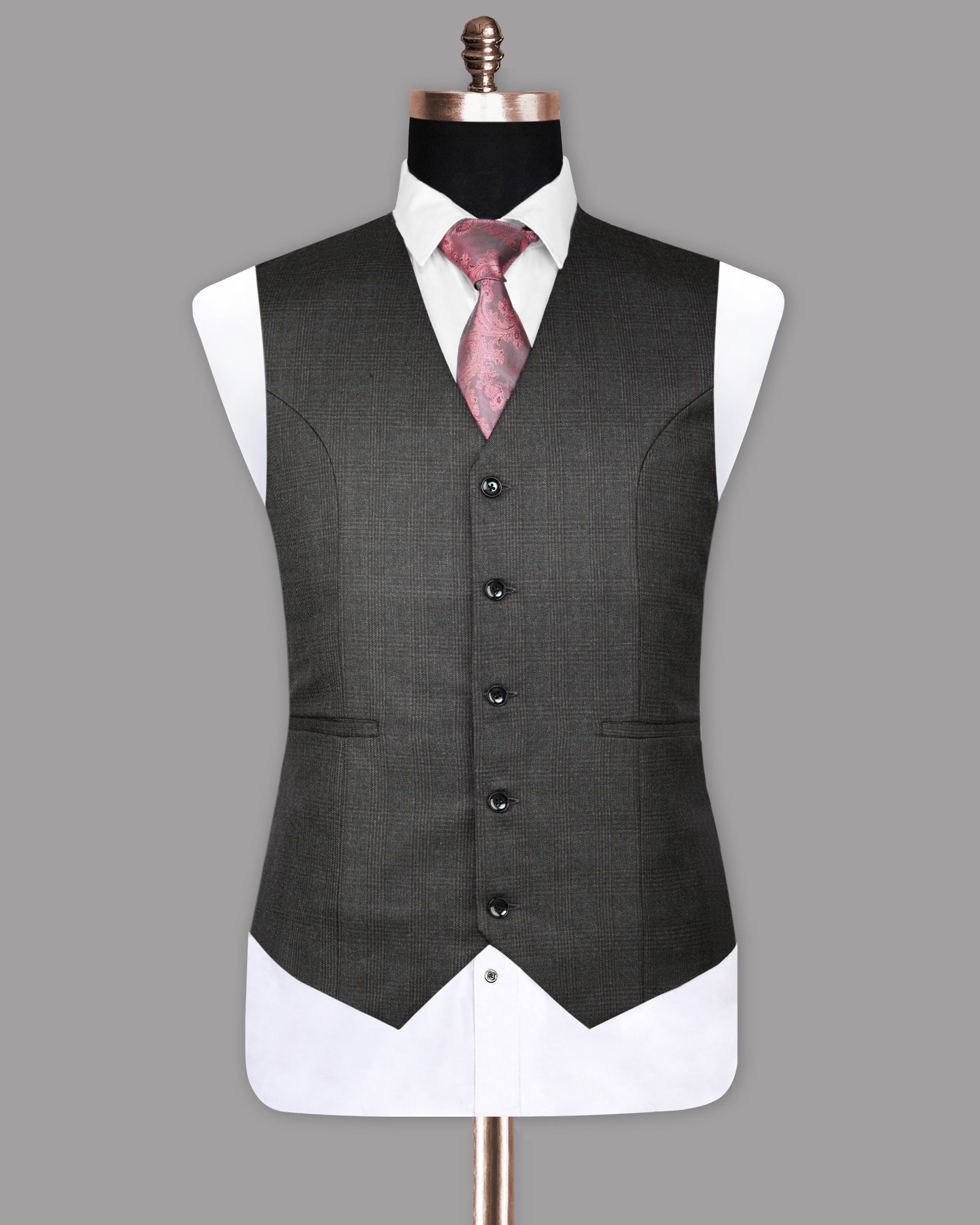 Fuscous Grey Subtle Plaid Waistcoat V1031-40, V1031-36, V1031-38, V1031-42, V1031-44, V1031-46, V1031-48, V1031-50, V1031-52, V1031-54, V1031-56, V1031-58, V1031-60