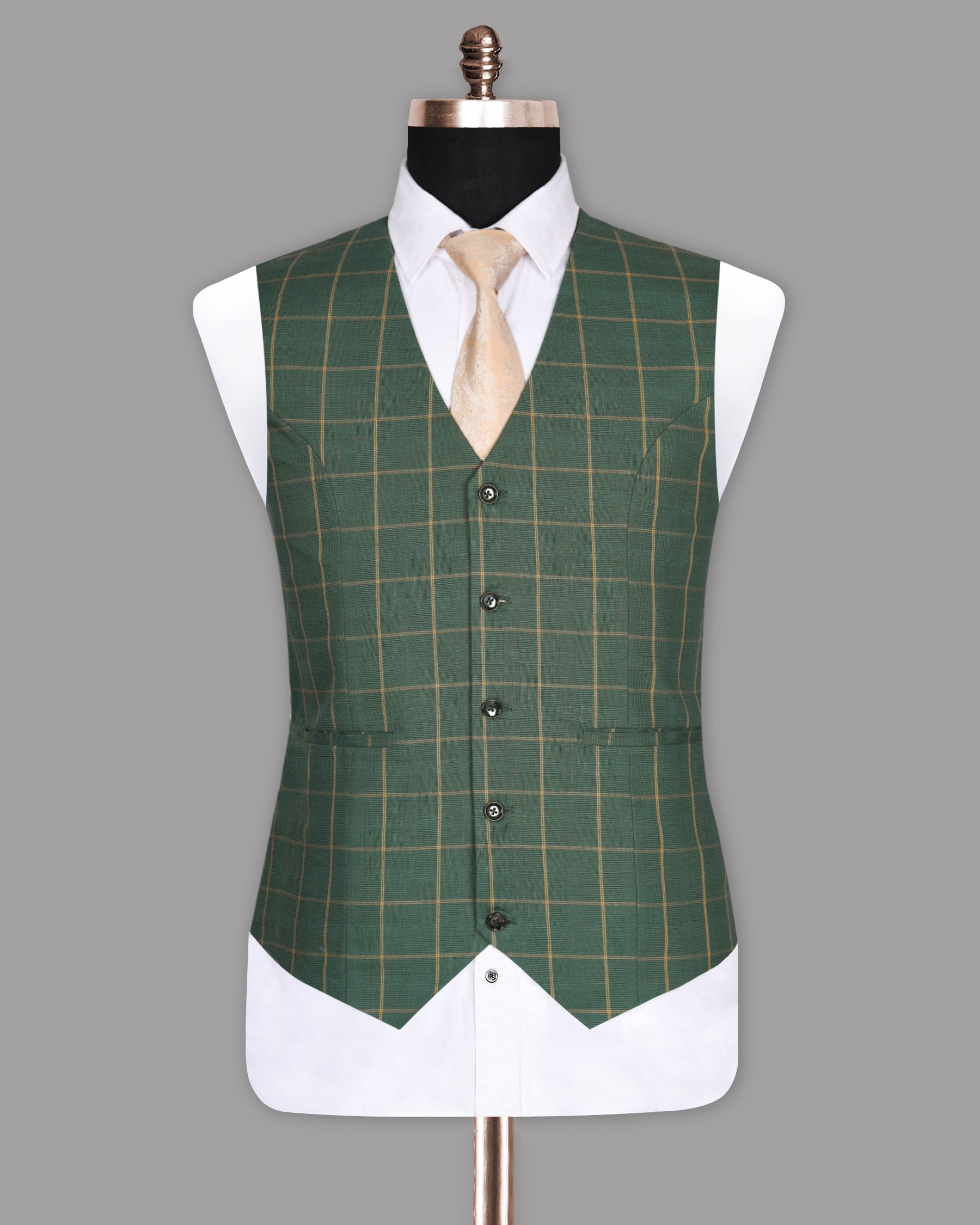 Stromboli Green Windowpane Waistcoat V1054-36, V1054-38, V1054-40, V1054-54, V1054-60, V1054-44, V1054-42, V1054-46, V1054-48, V1054-50, V1054-52, V1054-56, V1054-58