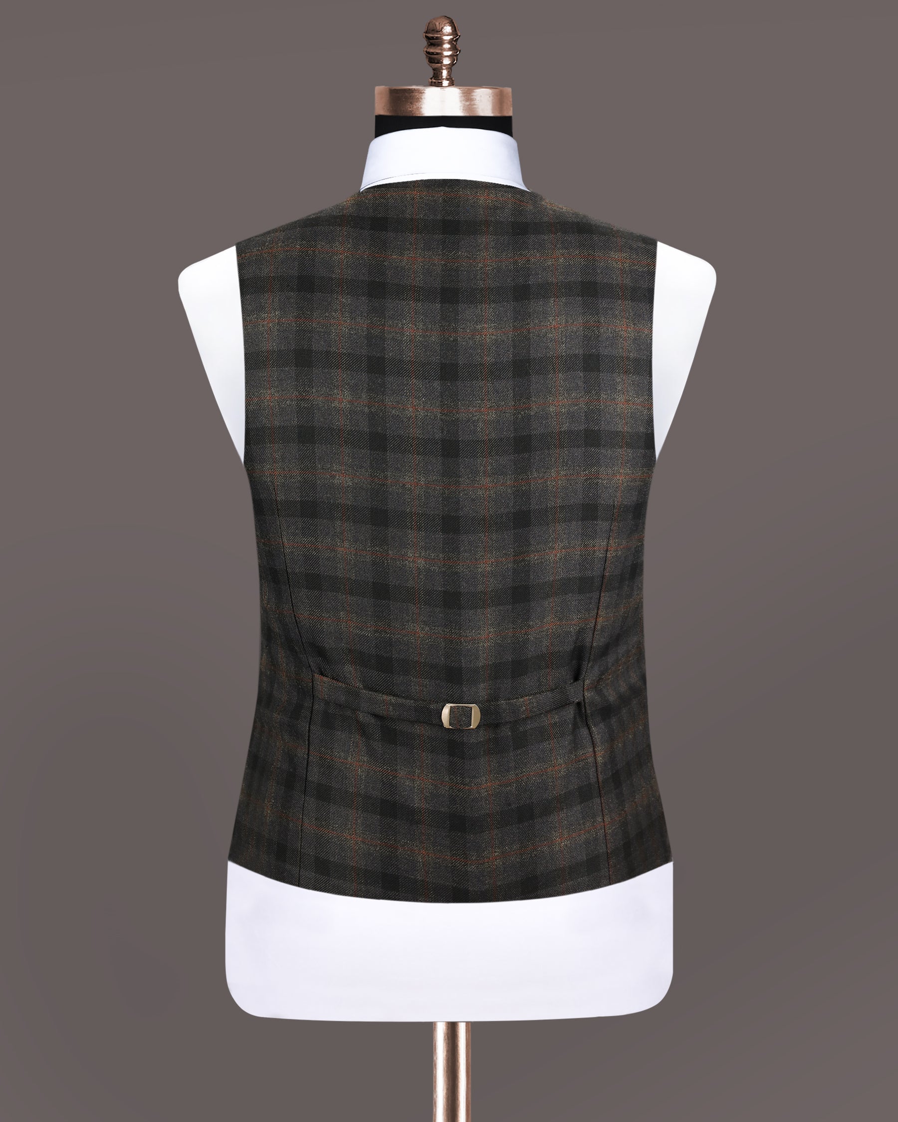 Bunker Black Wool Rich Subtle Plaid Waistcoat V1204-36, V1204-38, V1204-46, V1204-40, V1204-42, V1204-44, V1204-48, V1204-50, V1204-52, V1204-54, V1204-56, V1204-58, V1204-60,