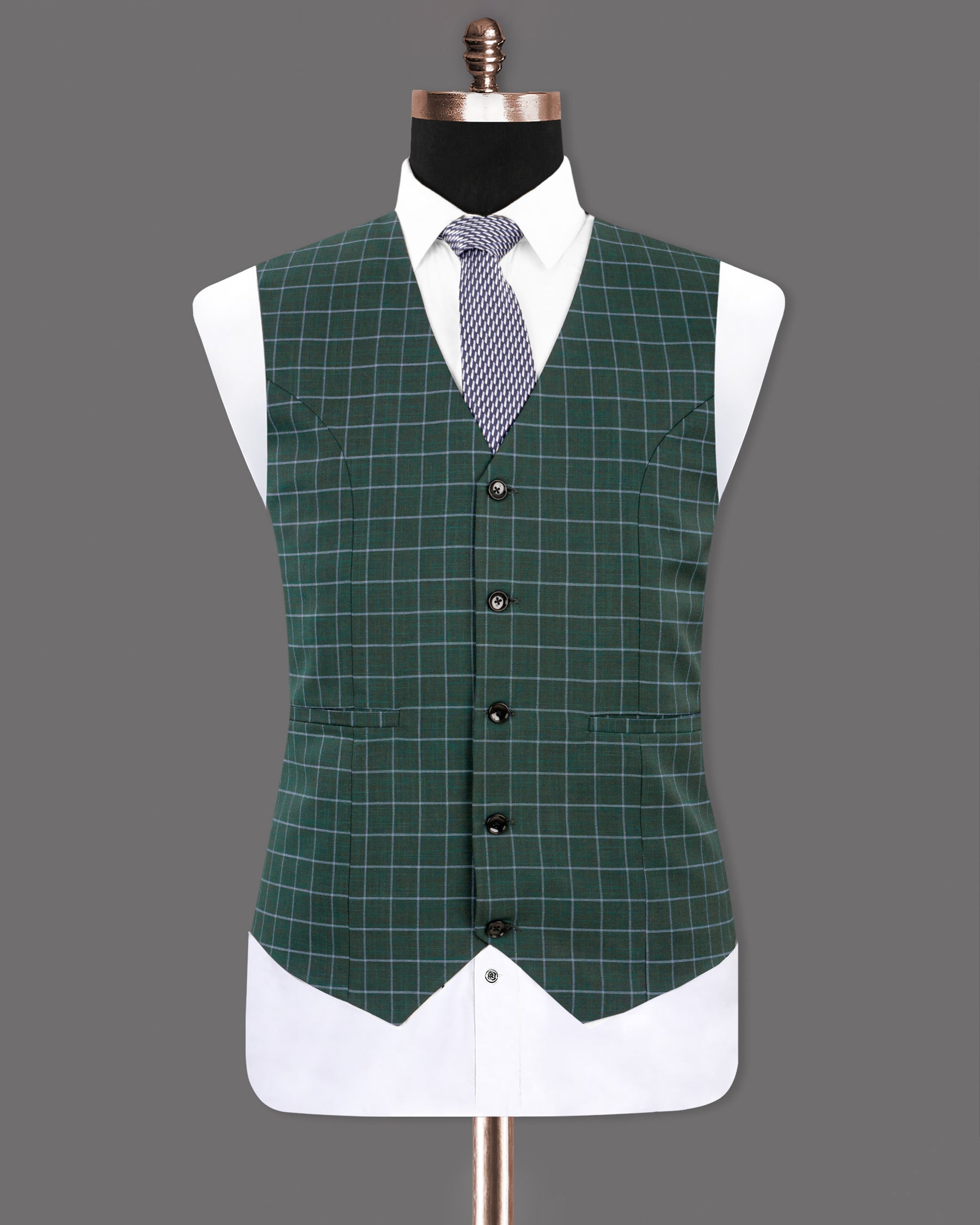 Cable Green Windowpane Wool Rich Waistcoat V1226-40, V1226-42, V1226-46, V1226-48, V1226-50, V1226-52, V1226-56, V1226-60, V1226-36, V1226-38, V1226-44, V1226-54, V1226-58