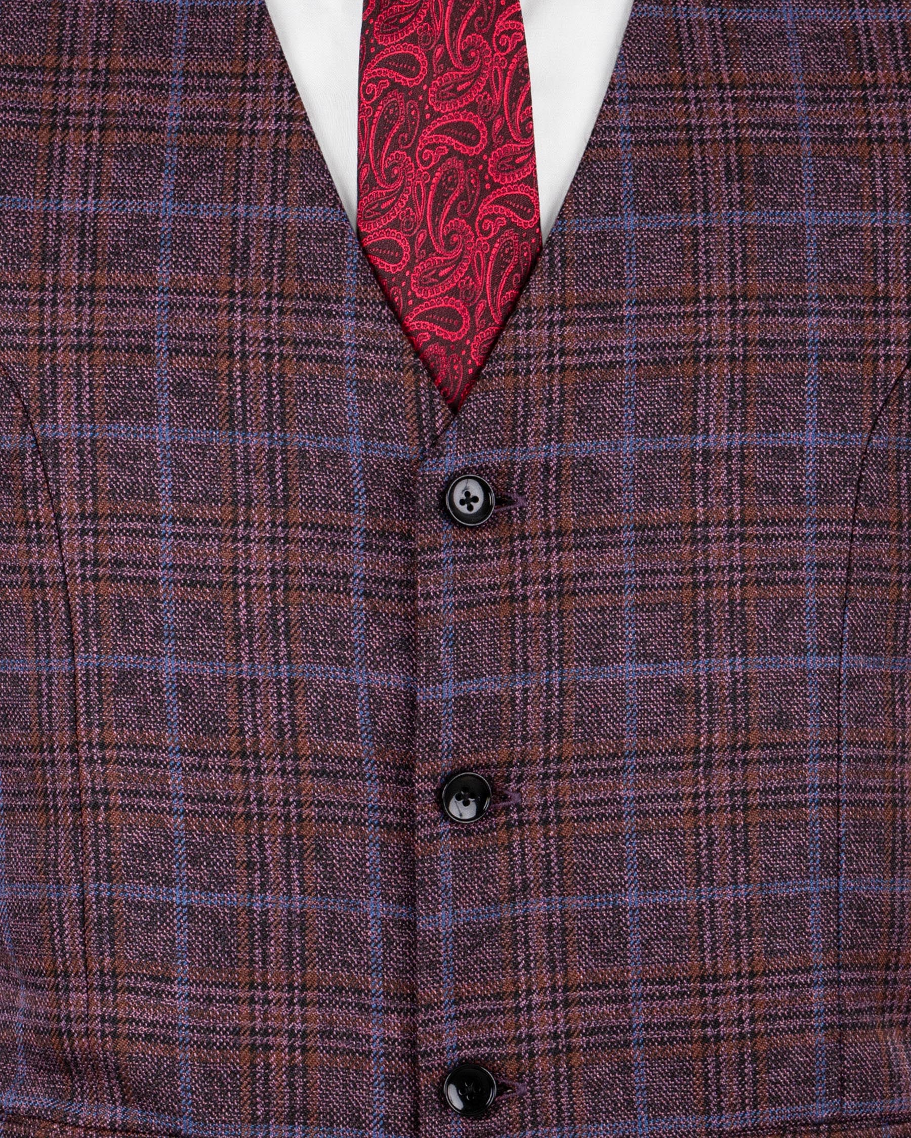 Old Copper Colorful Plaid Wool Rich Waistcoat V1235-36, V1235-40, V1235-52, V1235-60, V1235-38, V1235-42, V1235-44, V1235-46, V1235-48, V1235-50, V1235-54, V1235-56, V1235-58