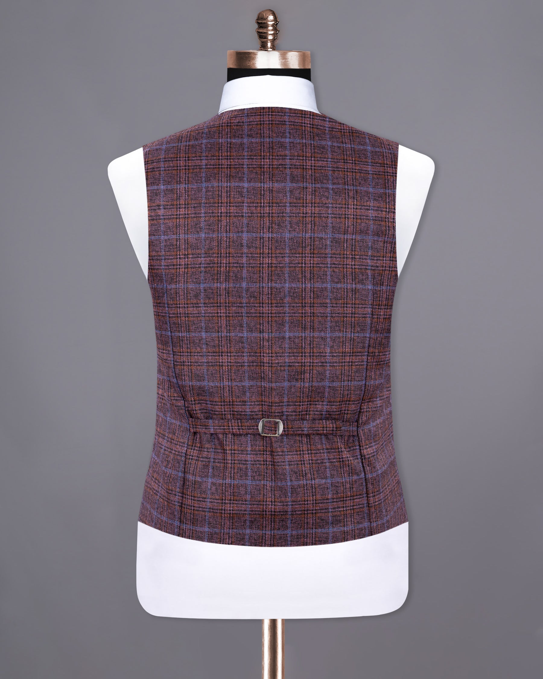Old Copper Colorful Plaid Wool Rich Waistcoat V1235-36, V1235-40, V1235-52, V1235-60, V1235-38, V1235-42, V1235-44, V1235-46, V1235-48, V1235-50, V1235-54, V1235-56, V1235-58