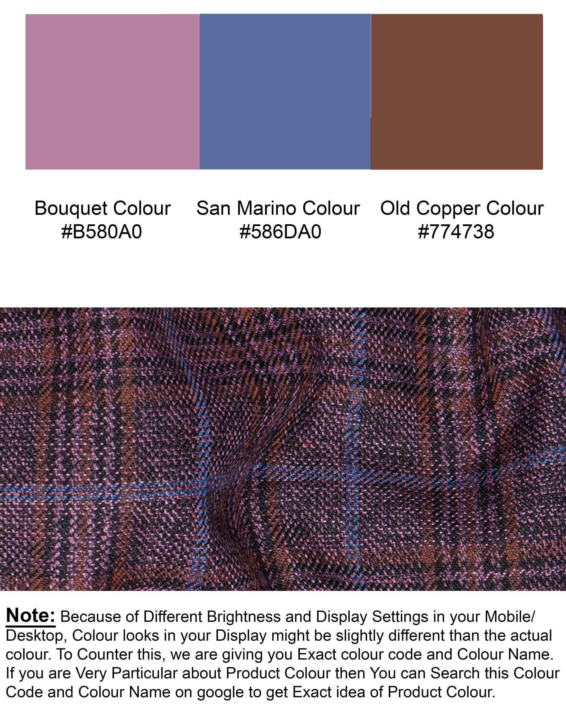Old Copper Colorful Plaid Wool Rich Waistcoat V1235-36, V1235-40, V1235-52, V1235-60, V1235-38, V1235-42, V1235-44, V1235-46, V1235-48, V1235-50, V1235-54, V1235-56, V1235-58