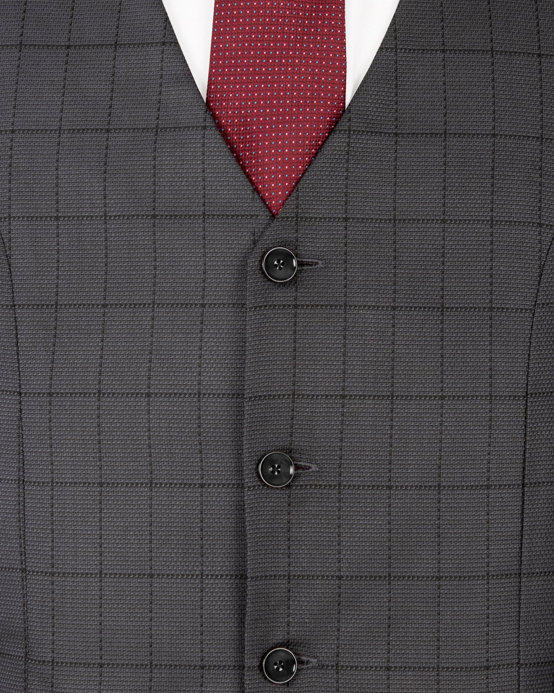 Fuscous Gray Windowpane Wool Rich Waistcoat V1282-36, V1282-38, V1282-40, V1282-42, V1282-44, V1282-46, V1282-48, V1282-50, V1282-52, V1282-54, V1282-56, V1282-58, V1282-60