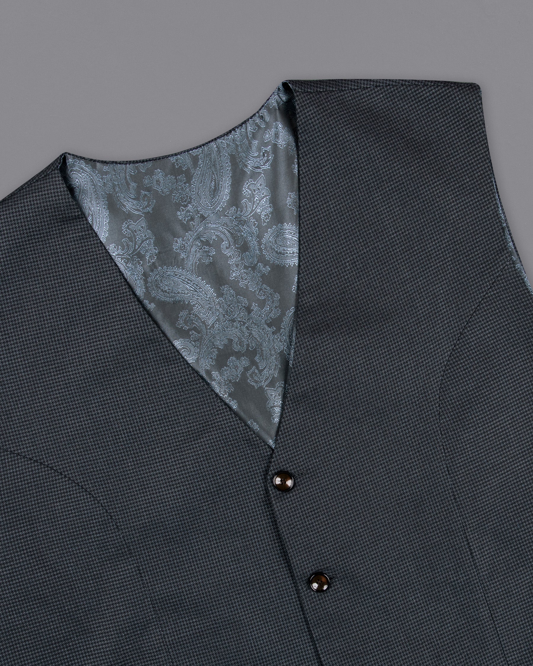 Pale Sky Grey houndstooth Wool Rich Waistcoat V1311-36, V1311-38, V1311-40, V1311-42, V1311-44, V1311-46, V1311-48, V1311-50, V1311-52, V1311-54, V1311-56, V1311-58, V1311-60