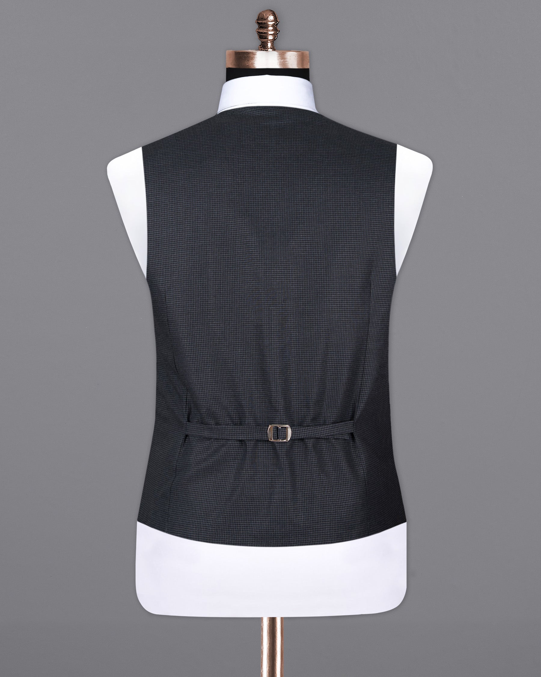 Pale Sky Grey houndstooth Wool Rich Waistcoat V1311-36, V1311-38, V1311-40, V1311-42, V1311-44, V1311-46, V1311-48, V1311-50, V1311-52, V1311-54, V1311-56, V1311-58, V1311-60