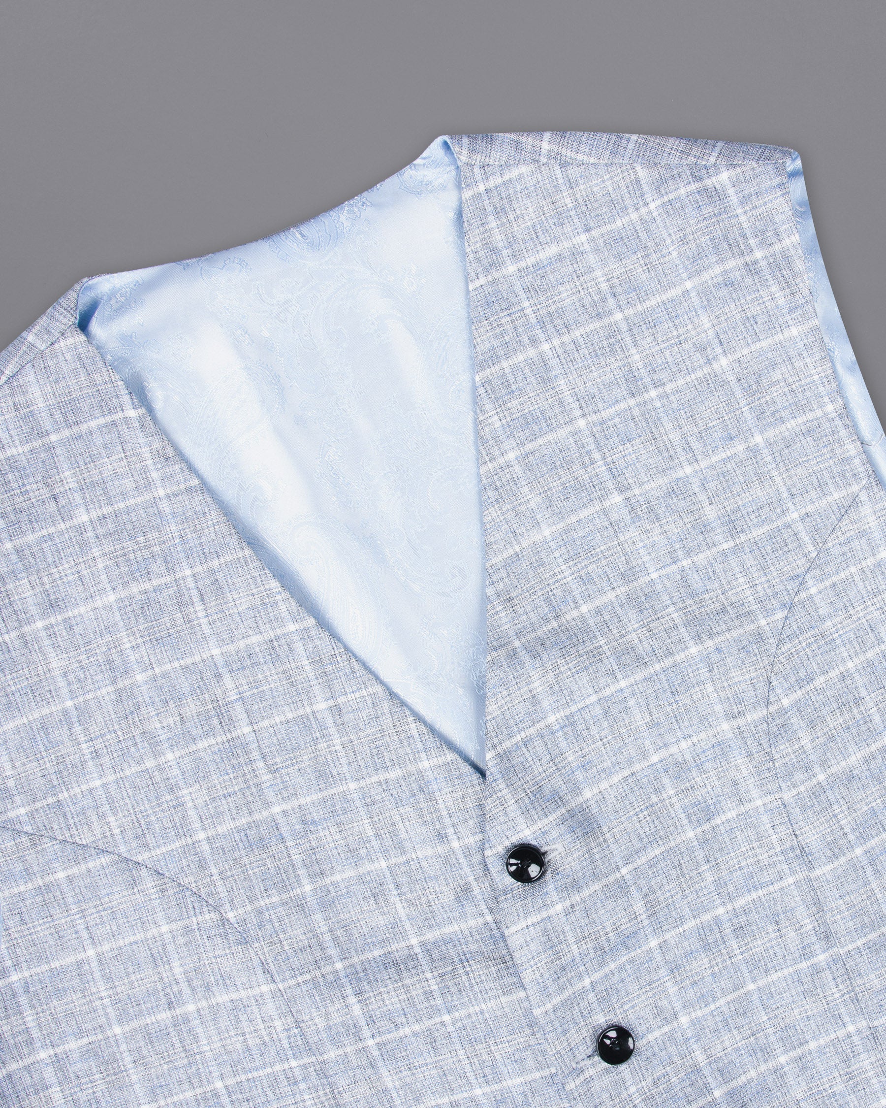 Wild Blue Yonder Windowpane Wool Rich Waistcoat