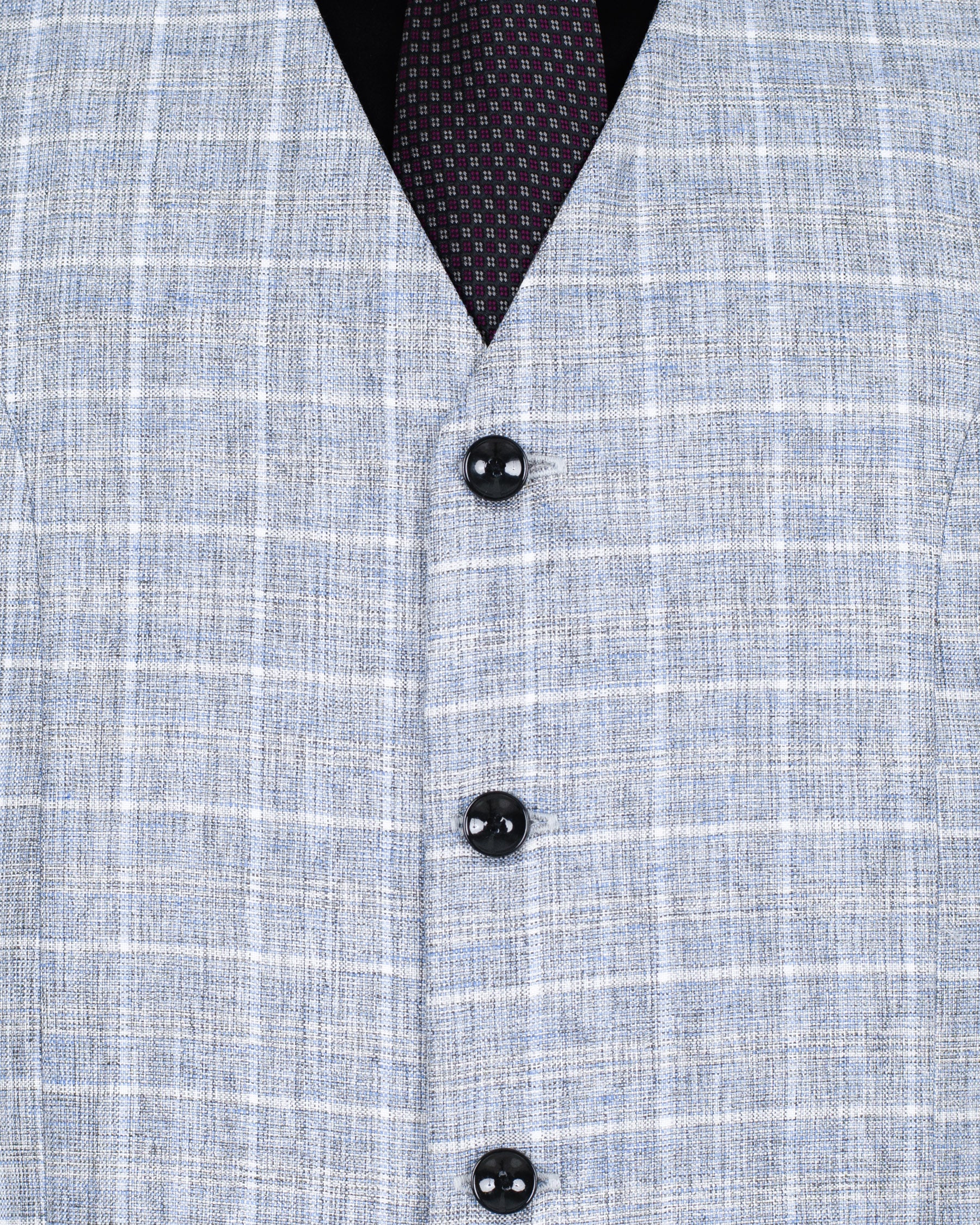 Wild Blue Yonder Windowpane Wool Rich Waistcoat