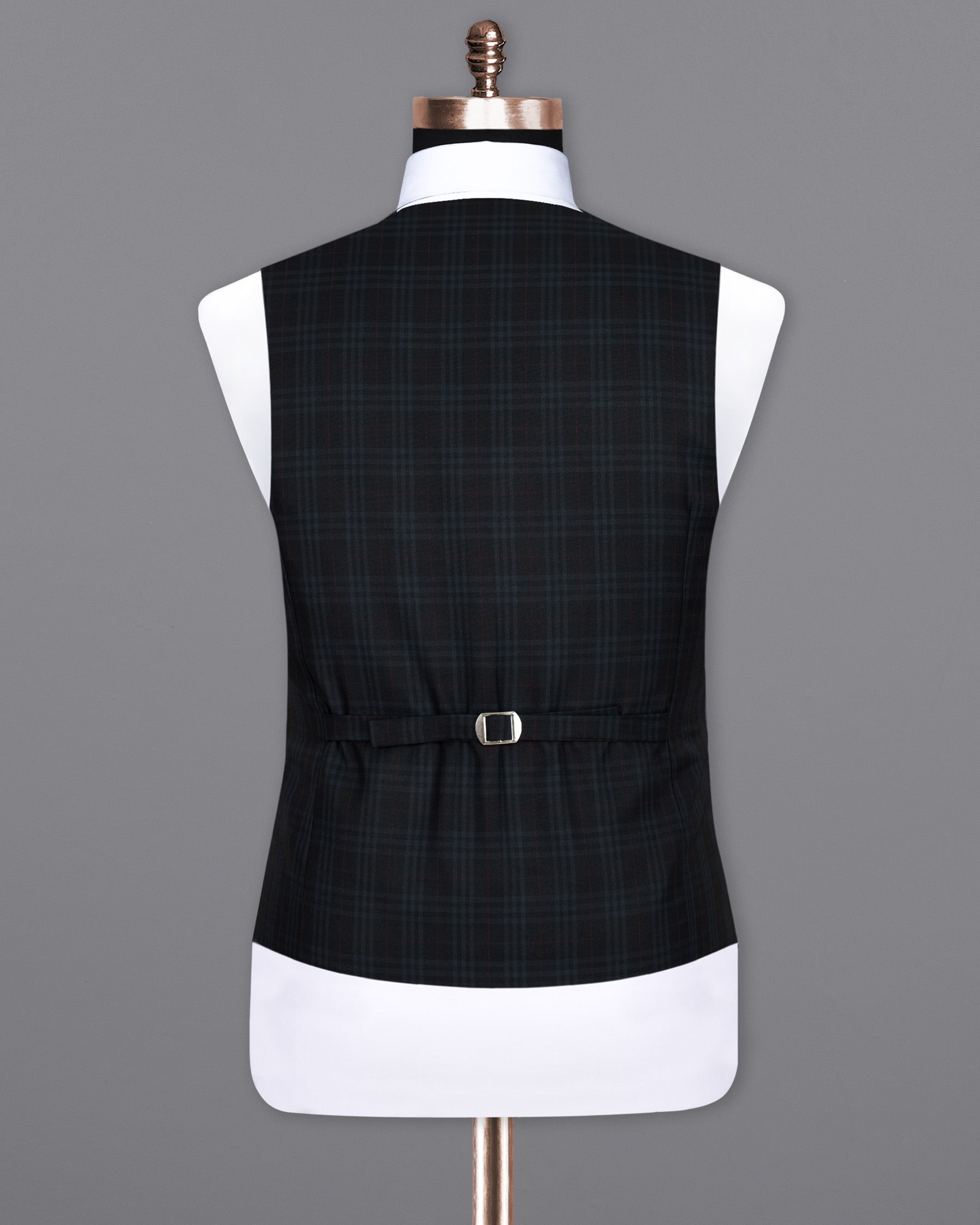 Shark Black Plaid Wool Rich Sports Waistcoat