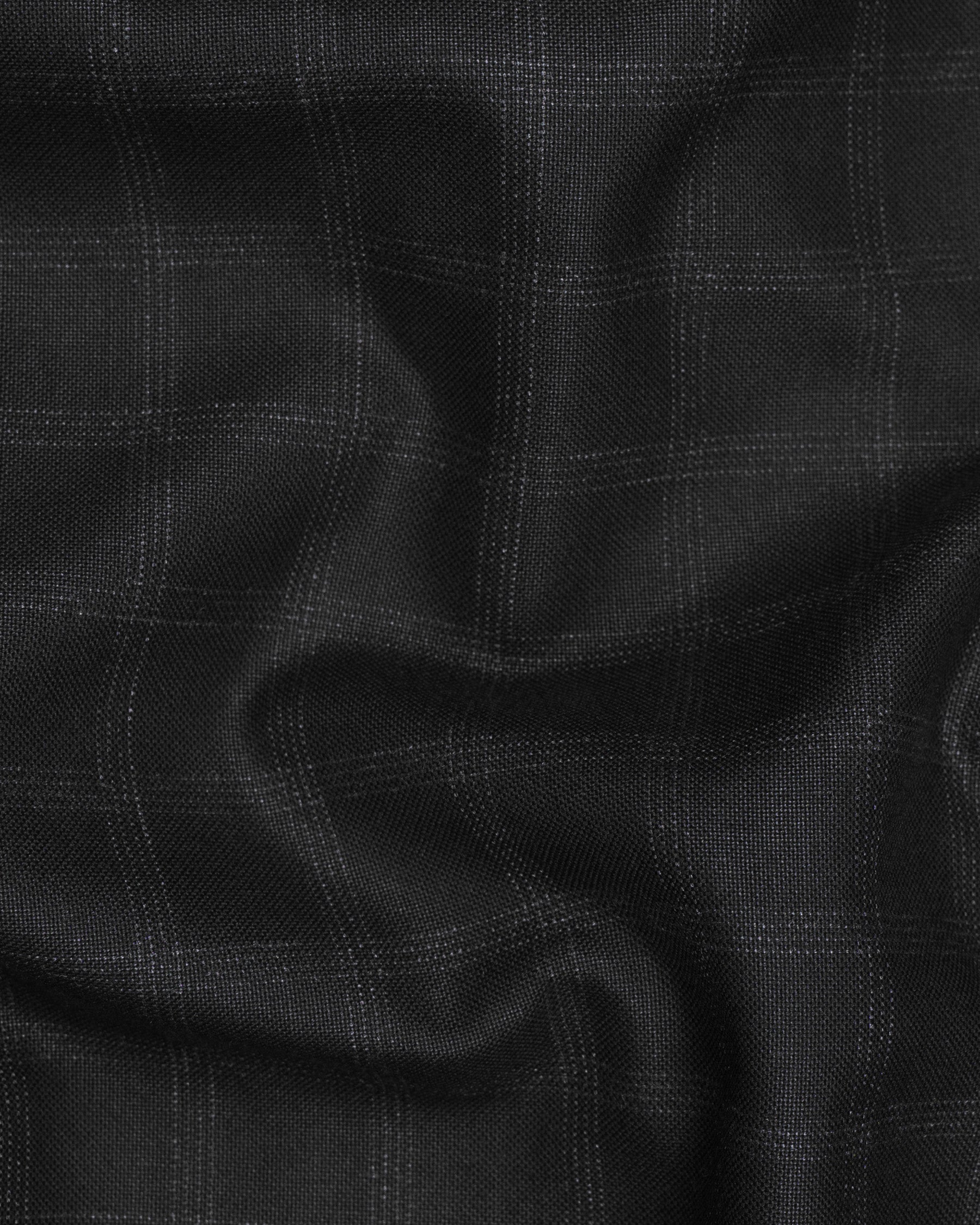 Bunker Black Windowpane Wool Rich Waistcoat