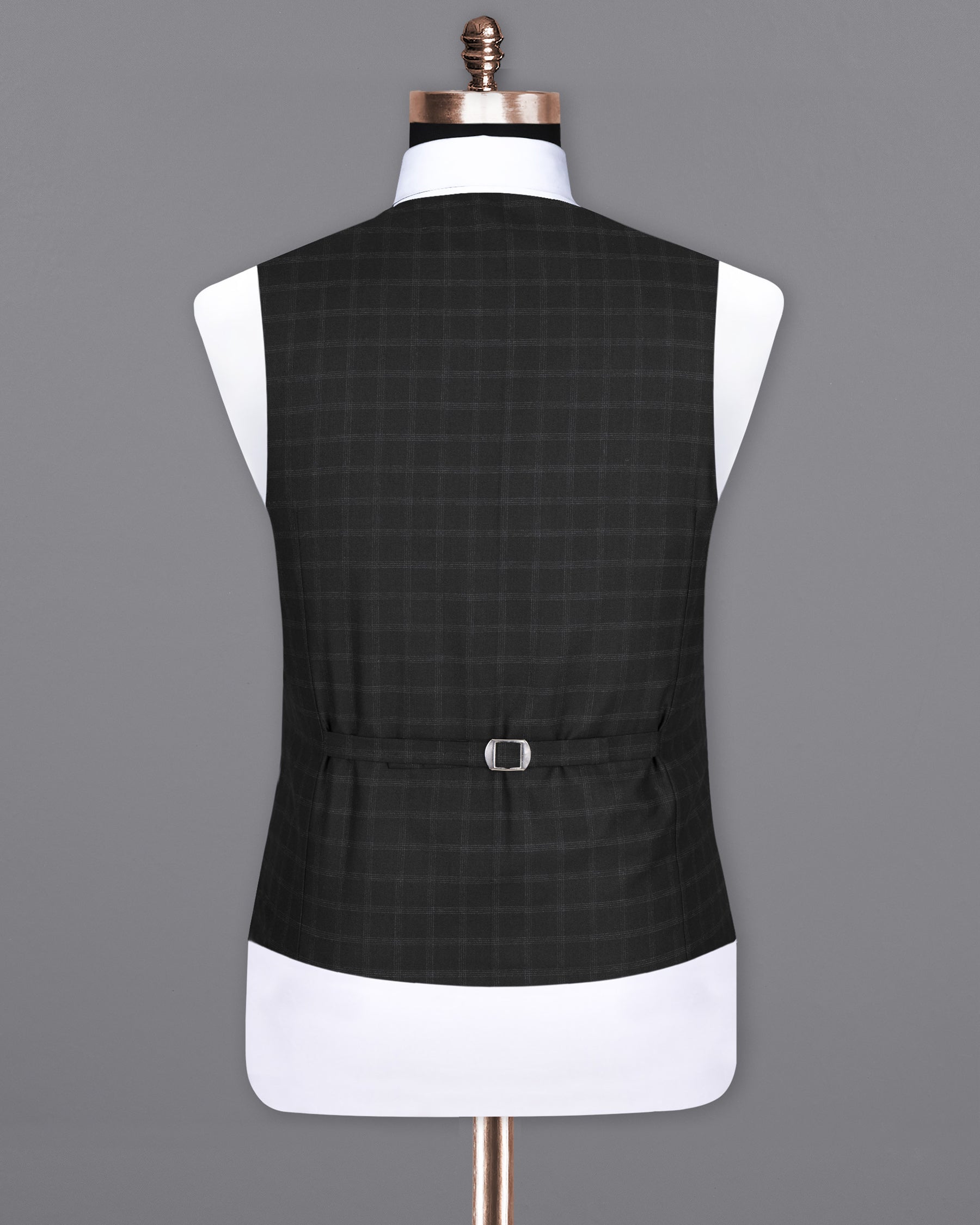 Bunker Black Windowpane Wool Rich Waistcoat