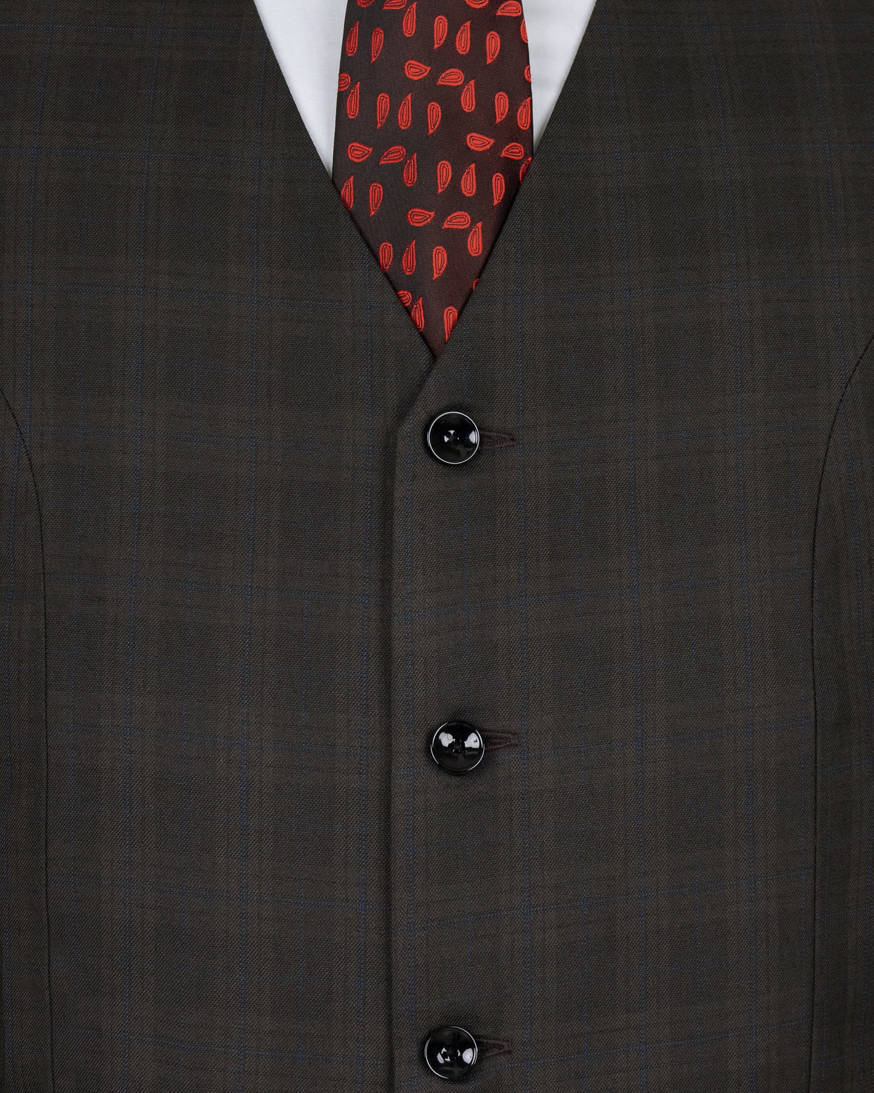 Thunder brown Plaid Wool Rich Waistcoat V1424-36, V1424-38, V1424-40, V1424-42, V1424-44, V1424-46, V1424-48, V1424-50, V1424-52, V1424-54, V1424-56, V1424-58, V1424-60