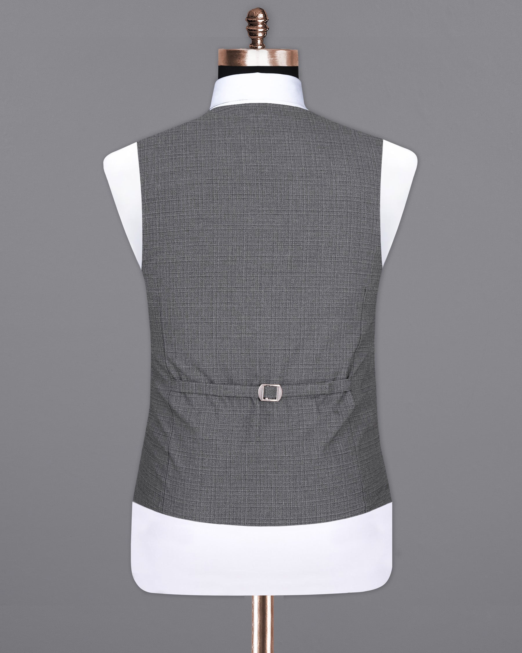 Fuscous Gray Chequered Wool Rich Waistcoat V1448-36, V1448-38, V1448-40, V1448-42, V1448-44, V1448-46, V1448-48, V1448-50, V1448-52, V1448-54, V1448-56, V1448-58, V1448-60