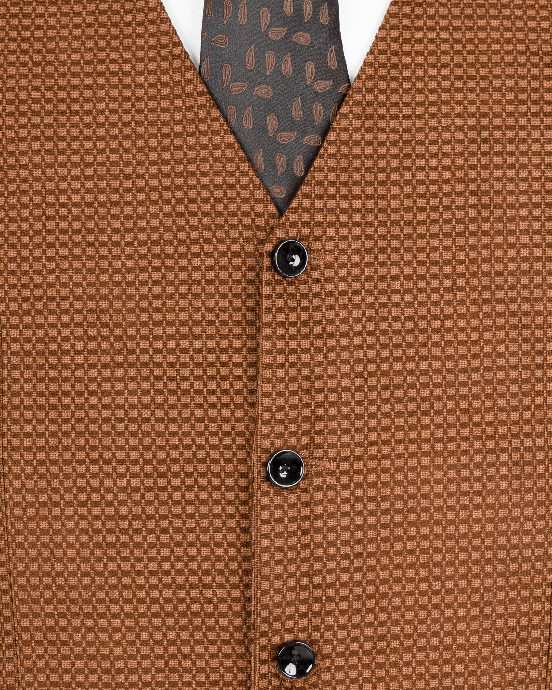 Cape Palliser Brown Velvet Corduroy Box patterned Sports Waistcoat V1553-36, V1553-38, V1553-40, V1553-42, V1553-44, V1553-46, V1553-48, V1553-50, V1553-52, V1553-54, V1553-56, V1553-58, V1553-60