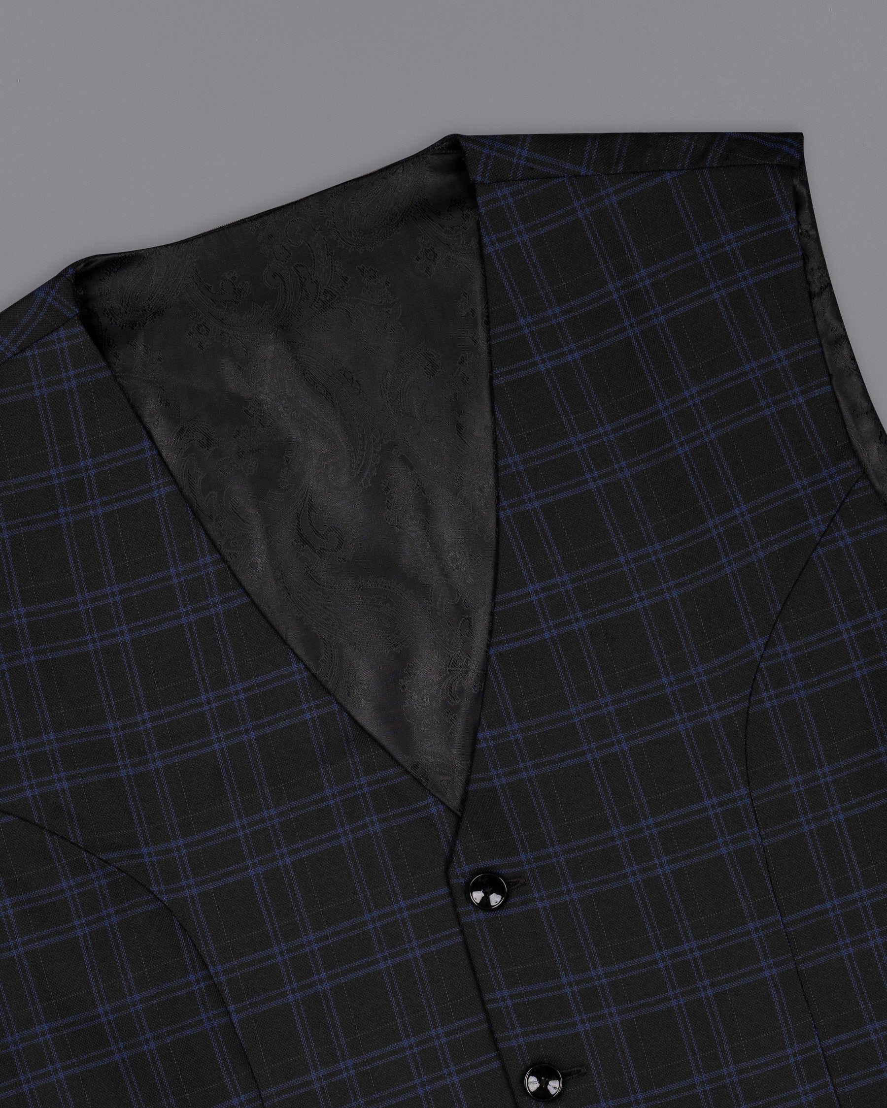 Jet Black and Valhalla Violet Plaid Woolrich Waistcoat V1556-36, V1556-38, V1556-40, V1556-42, V1556-44, V1556-46, V1556-48, V1556-50, V1556-52, V1556-54, V1556-56, V1556-58, V1556-60