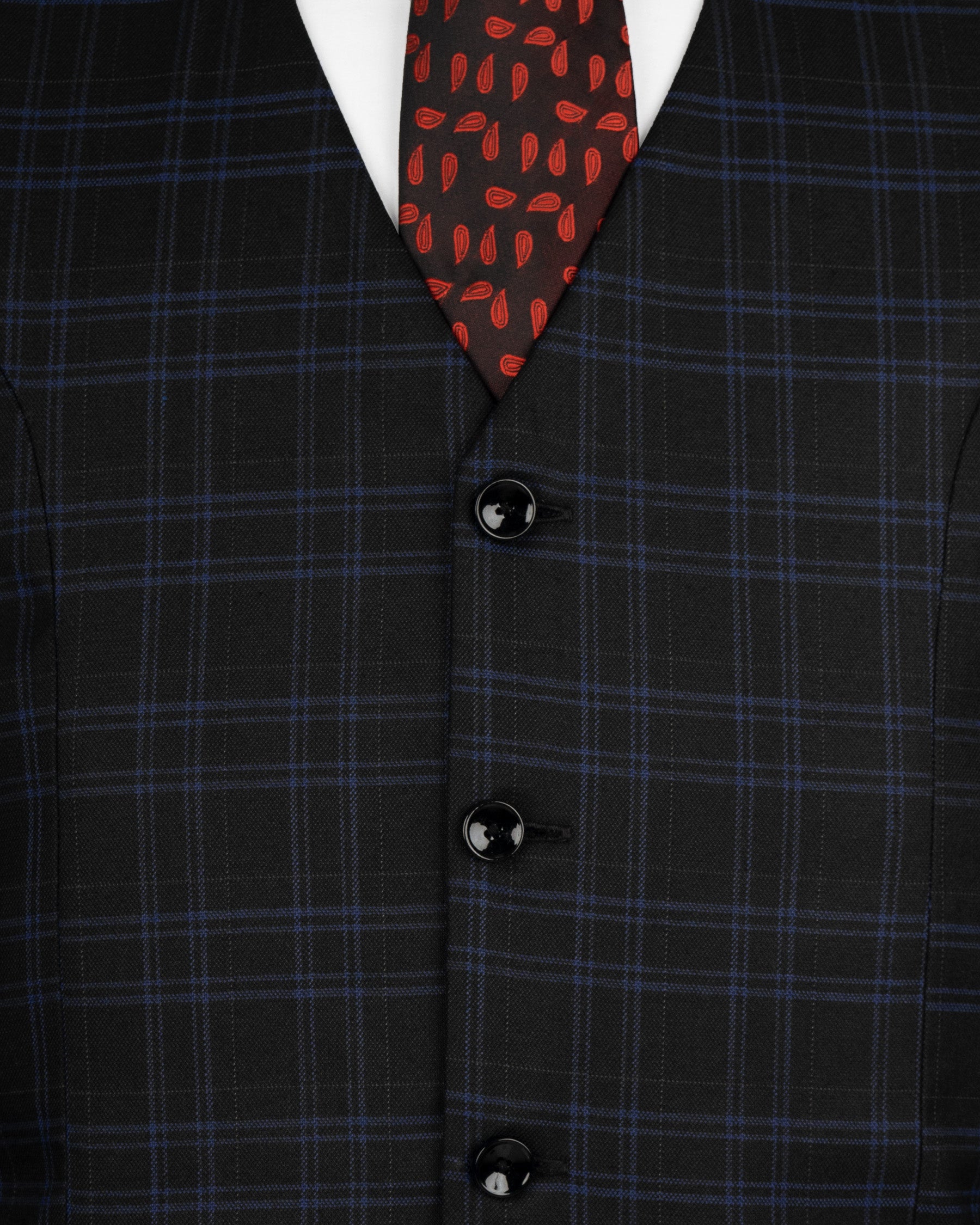 Jet Black and Valhalla Violet Plaid Woolrich Waistcoat V1556-36, V1556-38, V1556-40, V1556-42, V1556-44, V1556-46, V1556-48, V1556-50, V1556-52, V1556-54, V1556-56, V1556-58, V1556-60