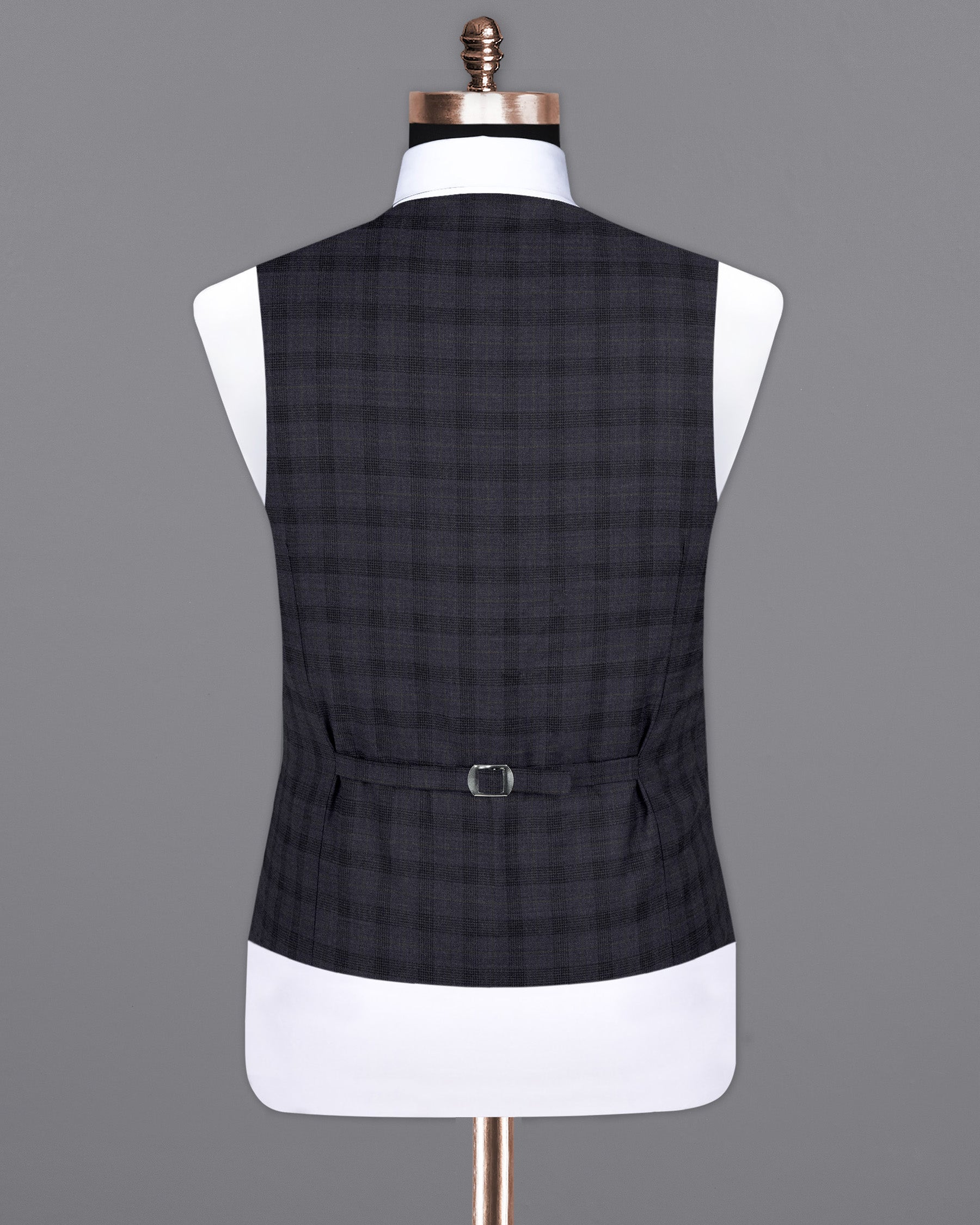 Navy Blue Plaid Wool Rich Waistcoat V1563-36, V1563-38, V1563-40, V1563-42, V1563-44, V1563-46, V1563-48, V1563-50, V1563-52, V1563-54, V1563-56, V1563-58, V1563-60