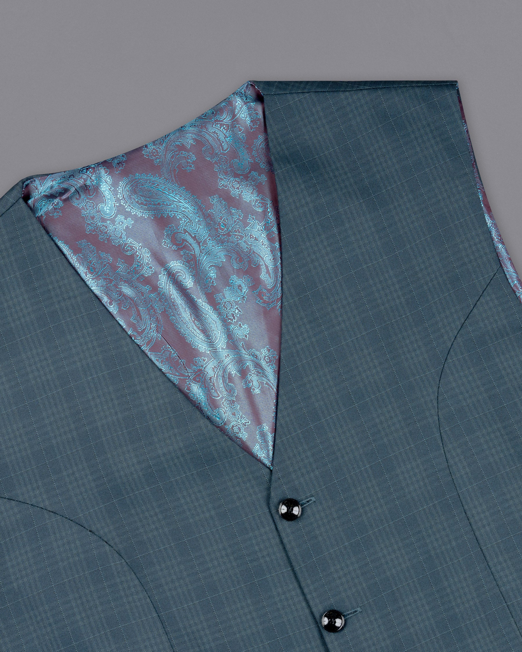 Blue Bayoux Checkered Wool Rich Waistcoat V1588-36, V1588-38, V1588-40, V1588-42, V1588-44, V1588-46, V1588-48, V1588-50, V1588-52, V1588-54, V1588-56, V1588-58, V1588-60