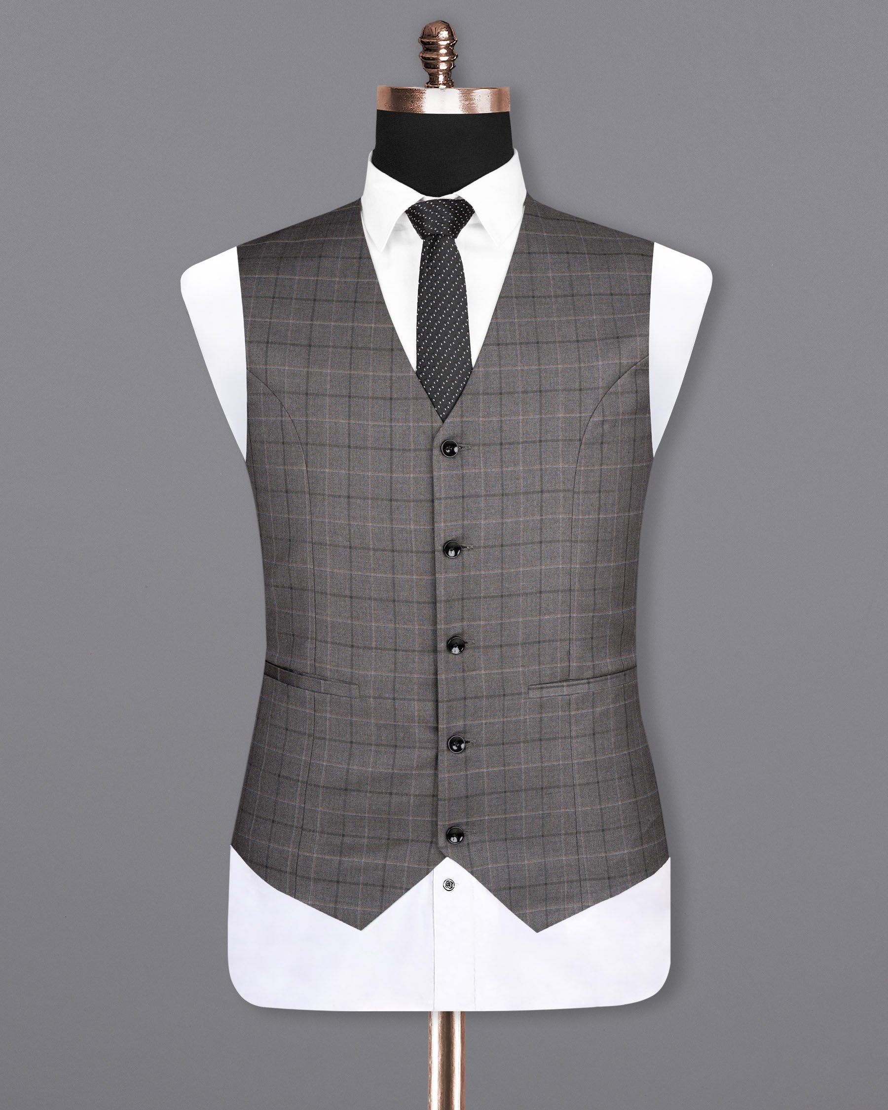 Scorpion Grey Super fine Plaid Woolrich Waistcoat V1632-36, V1632-38, V1632-40, V1632-42, V1632-44, V1632-46, V1632-48, V1632-50, V1632-52, V1632-54, V1632-56, V1632-58, V1632-60