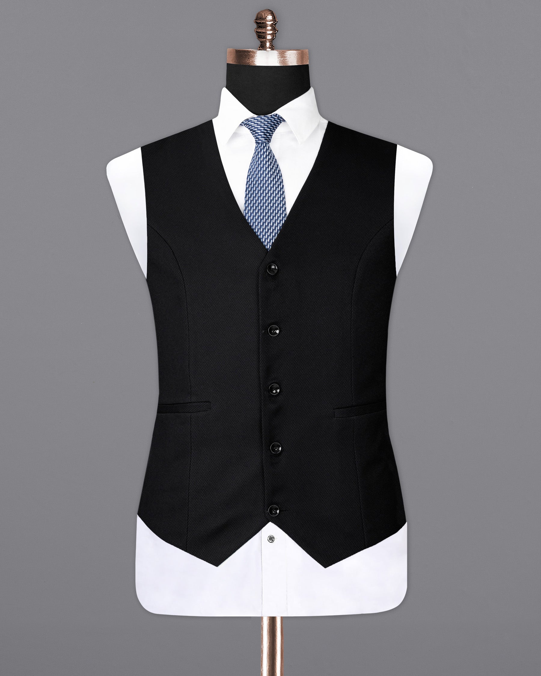 Jet Black Micro Textured Sports Waistcoat  V1669-36, V1669-38, V1669-40, V1669-42, V1669-44, V1669-46, V1669-48, V1669-50, V1669-52, V1669-54, V1669-56, V1669-58, V1669-60