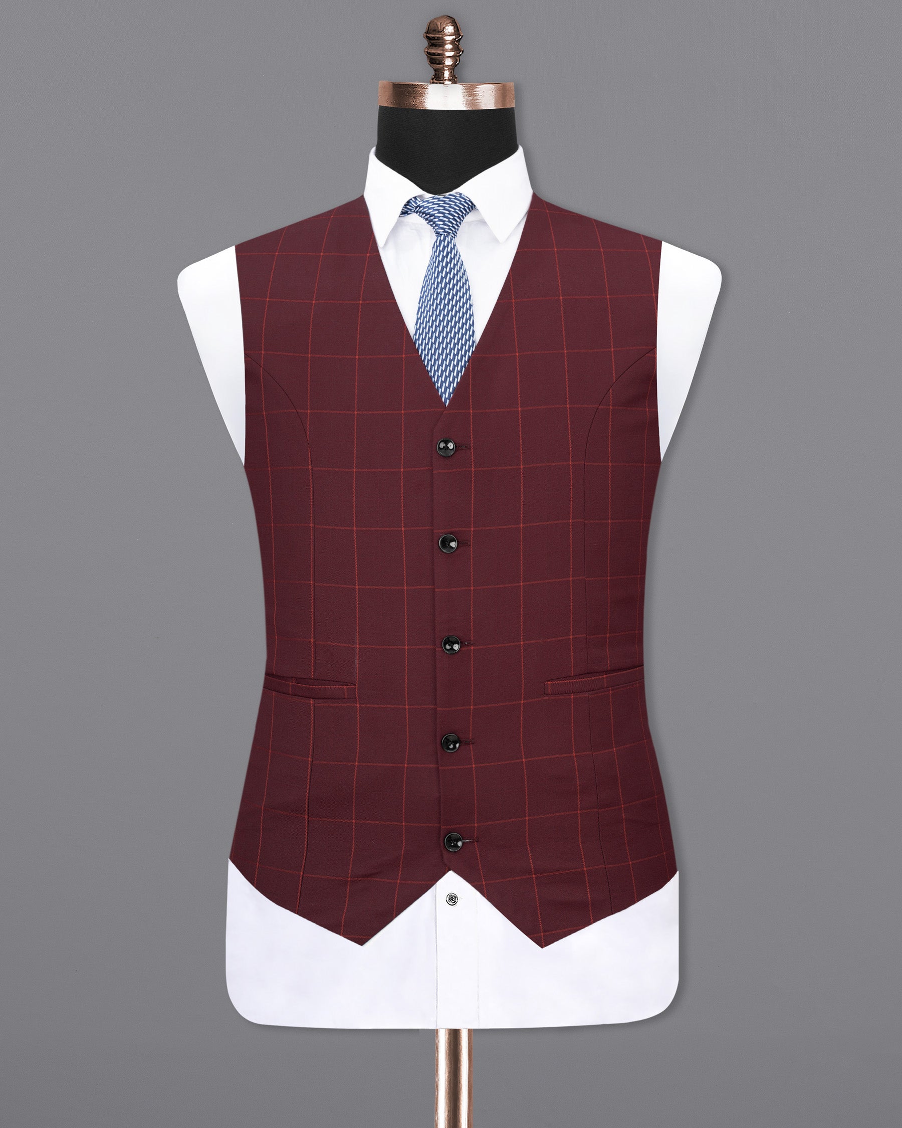Maroon Oak Windowpane Waistcoat V1710-36, V1710-38, V1710-40, V1710-42, V1710-44, V1710-46, V1710-48, V1710-50, V1710-52, V1710-54, V1710-56, V1710-58, V1710-60