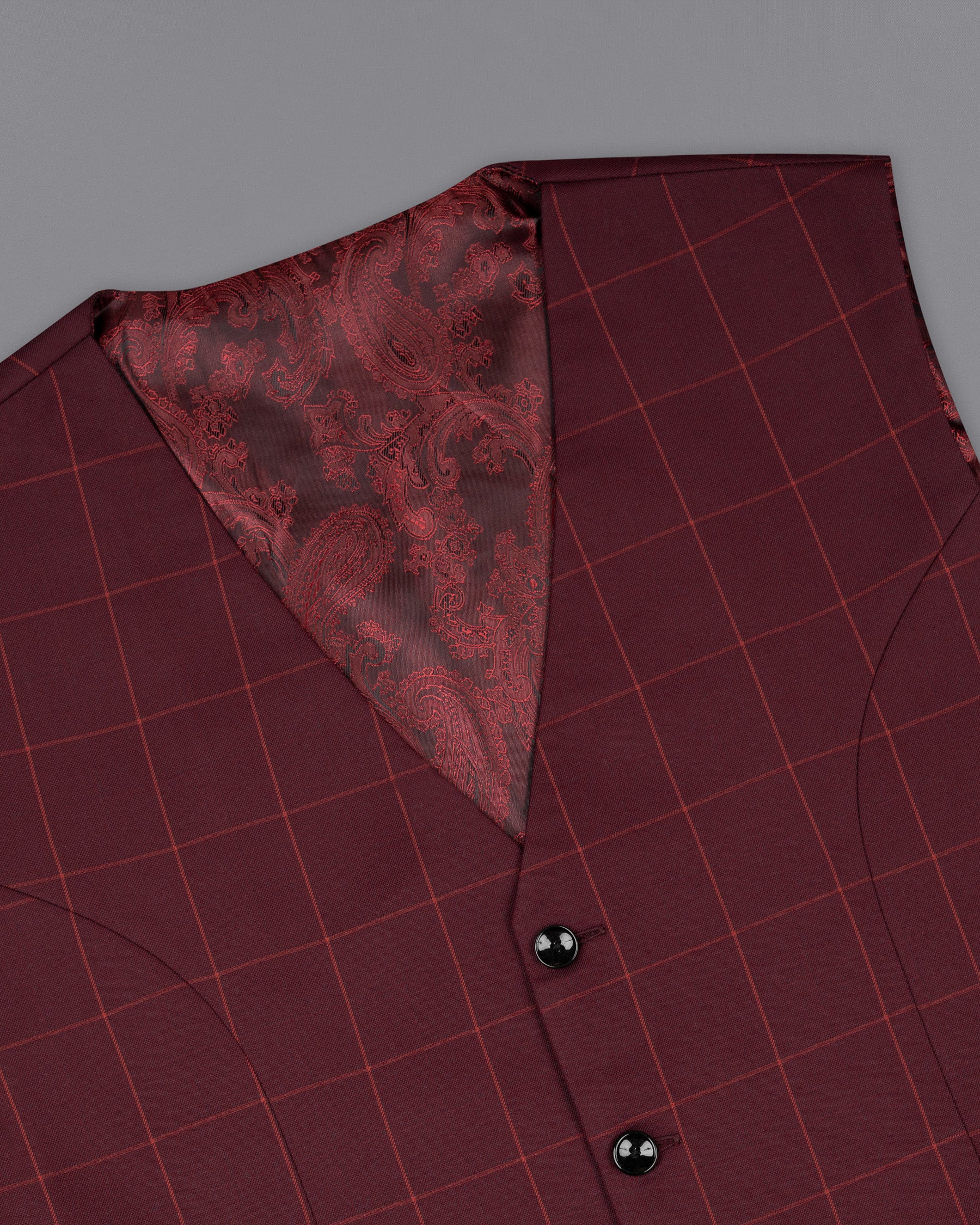 Maroon Oak Windowpane Waistcoat V1710-36, V1710-38, V1710-40, V1710-42, V1710-44, V1710-46, V1710-48, V1710-50, V1710-52, V1710-54, V1710-56, V1710-58, V1710-60